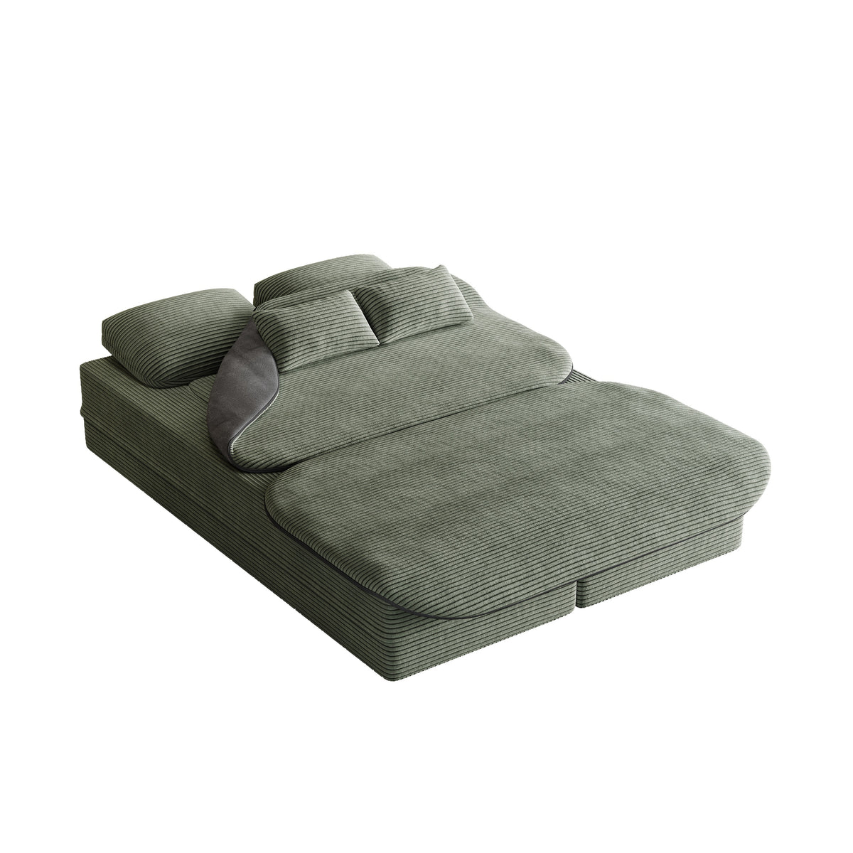 Green Corduroy 3-Seat Sleeper Sofa, 75 in Wide