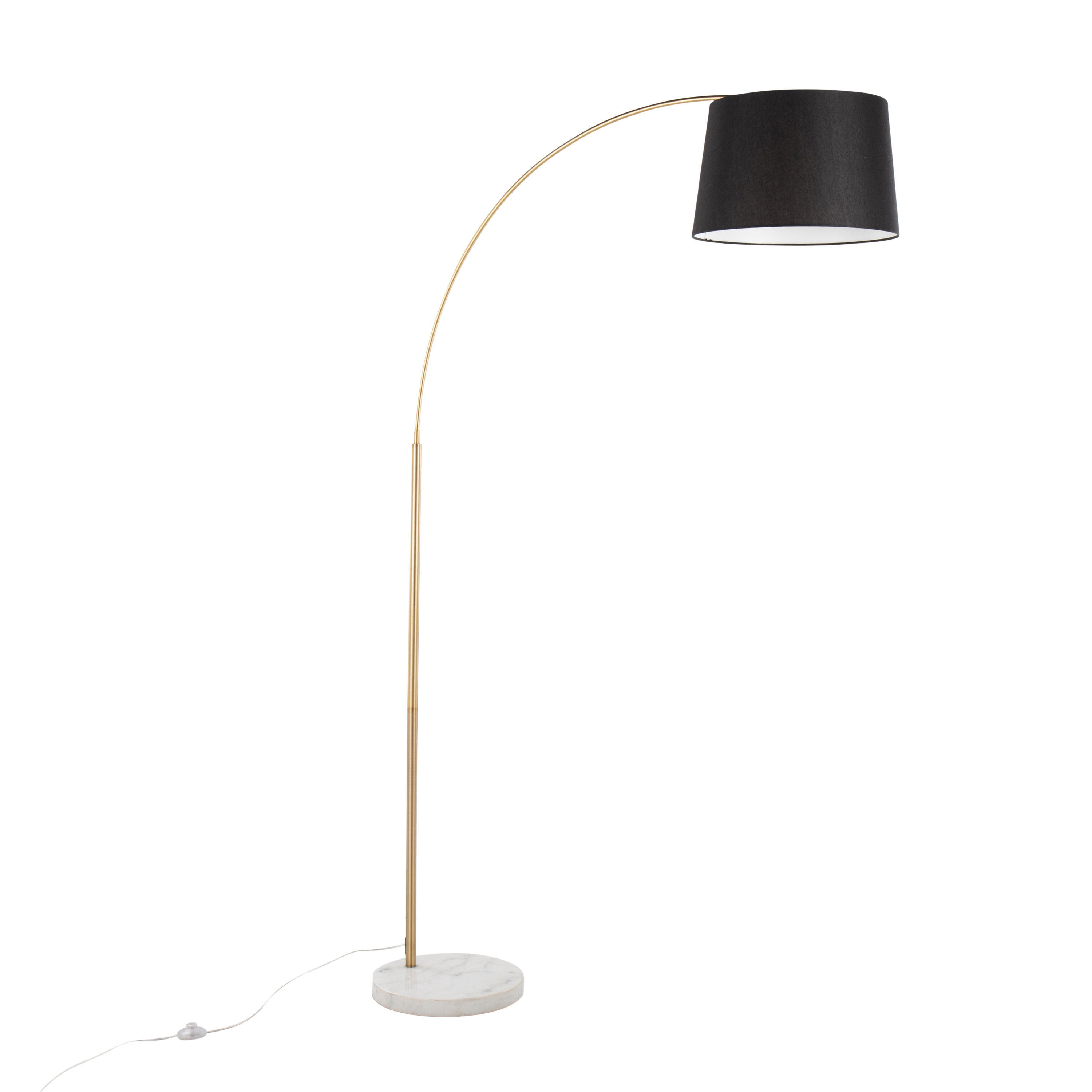 Floor Lamp with Antique Brass Finish and Black Linen Shade