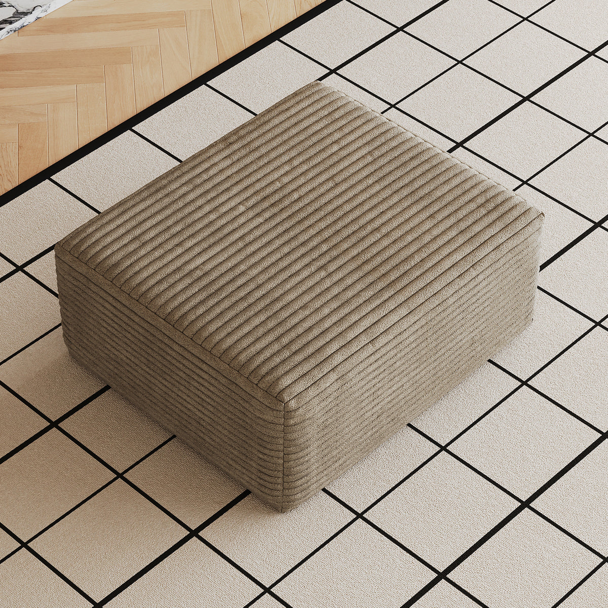 Camel Corduroy Ottoman, 37.4 in