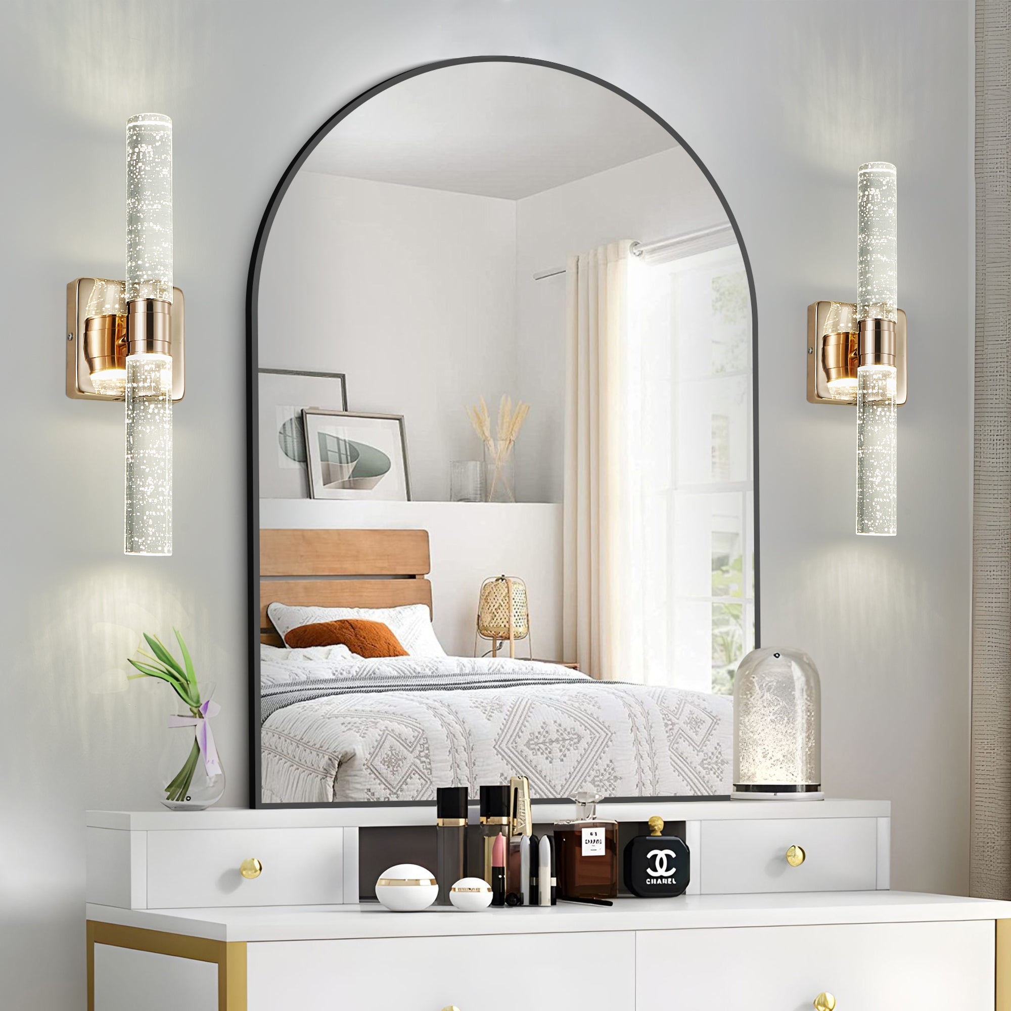 Bubble Crystal Wall Sconce, 2-Light LED, Gold Finish