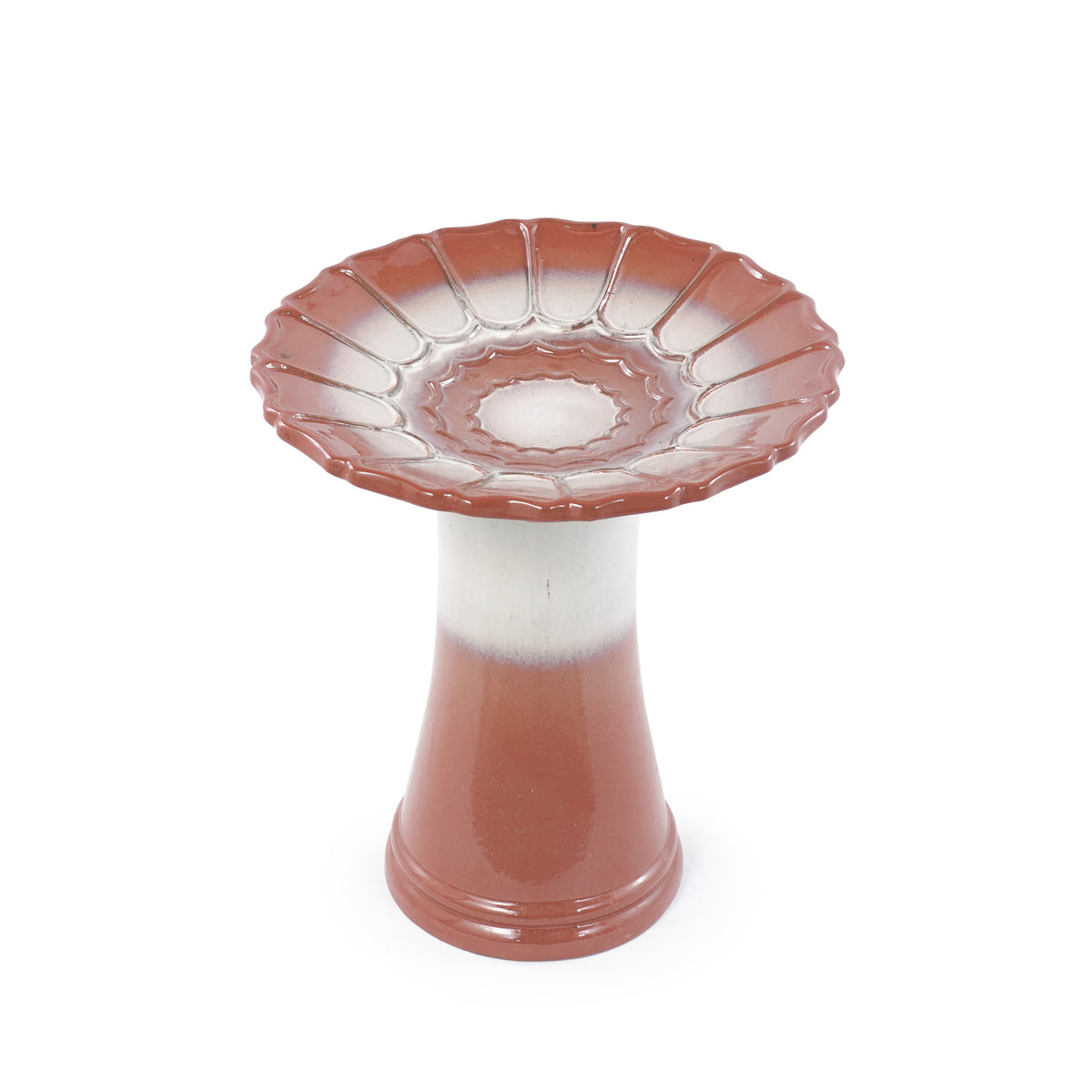 Red Ceramic Bird Bath