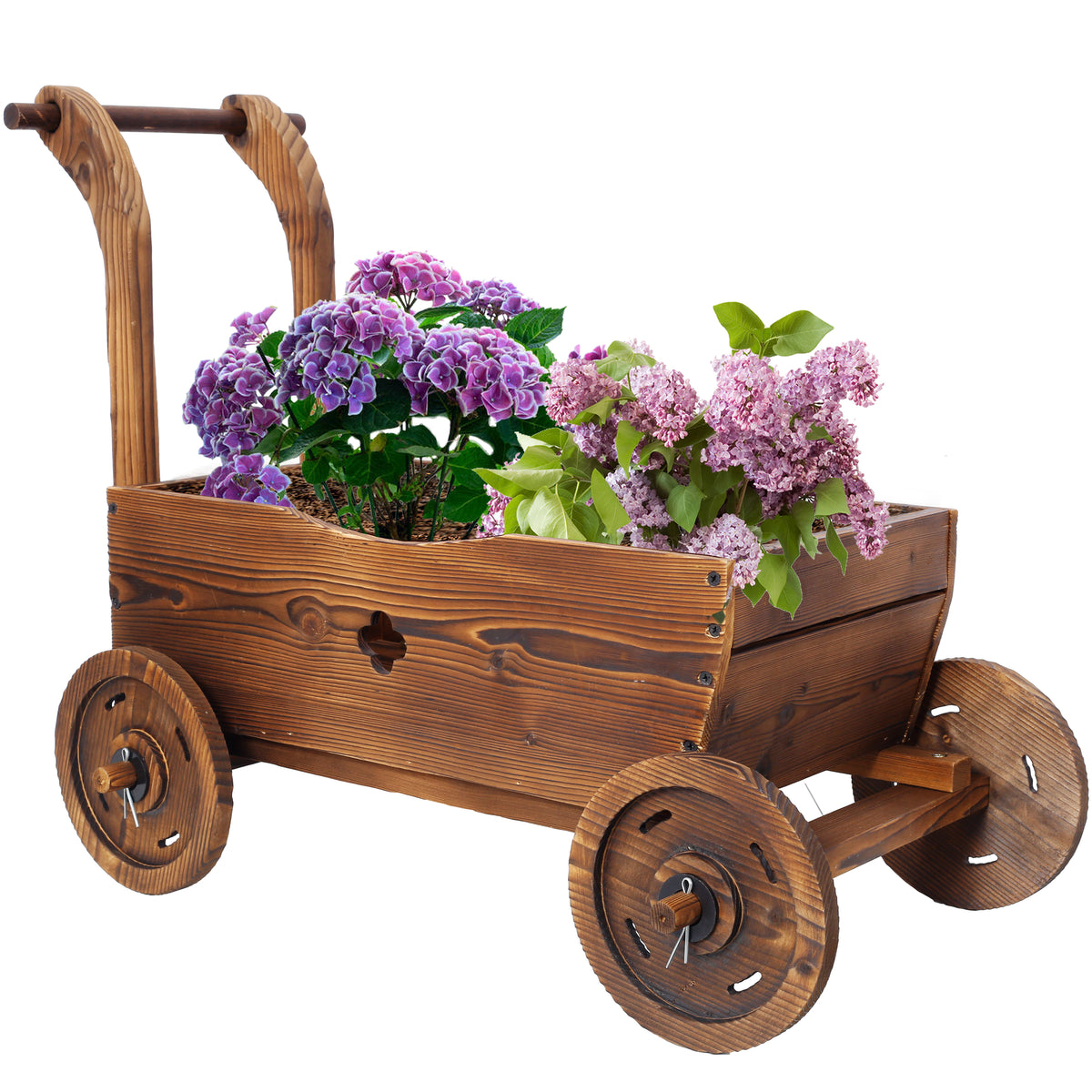 Brown Wagon Planter, 21.2 in Tall