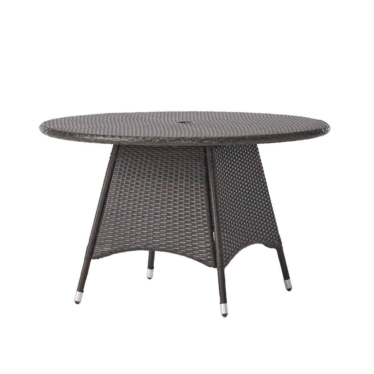 Brown Wicker Outdoor Dining Table, 46.5 in Wide