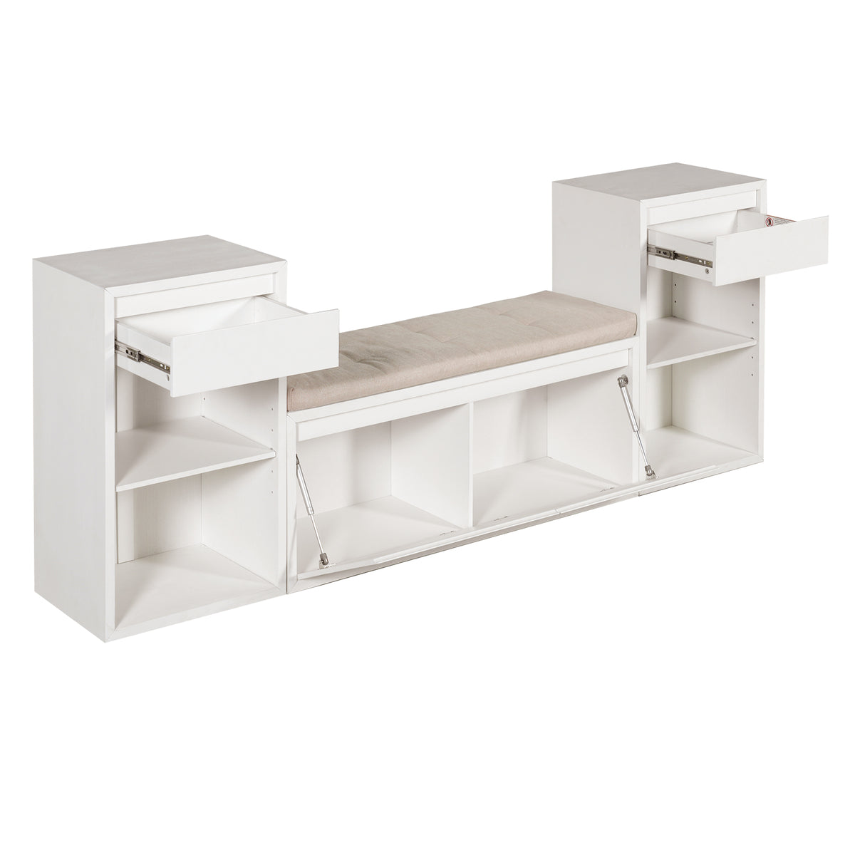 White Entryway Bench, 77.5 in Wide