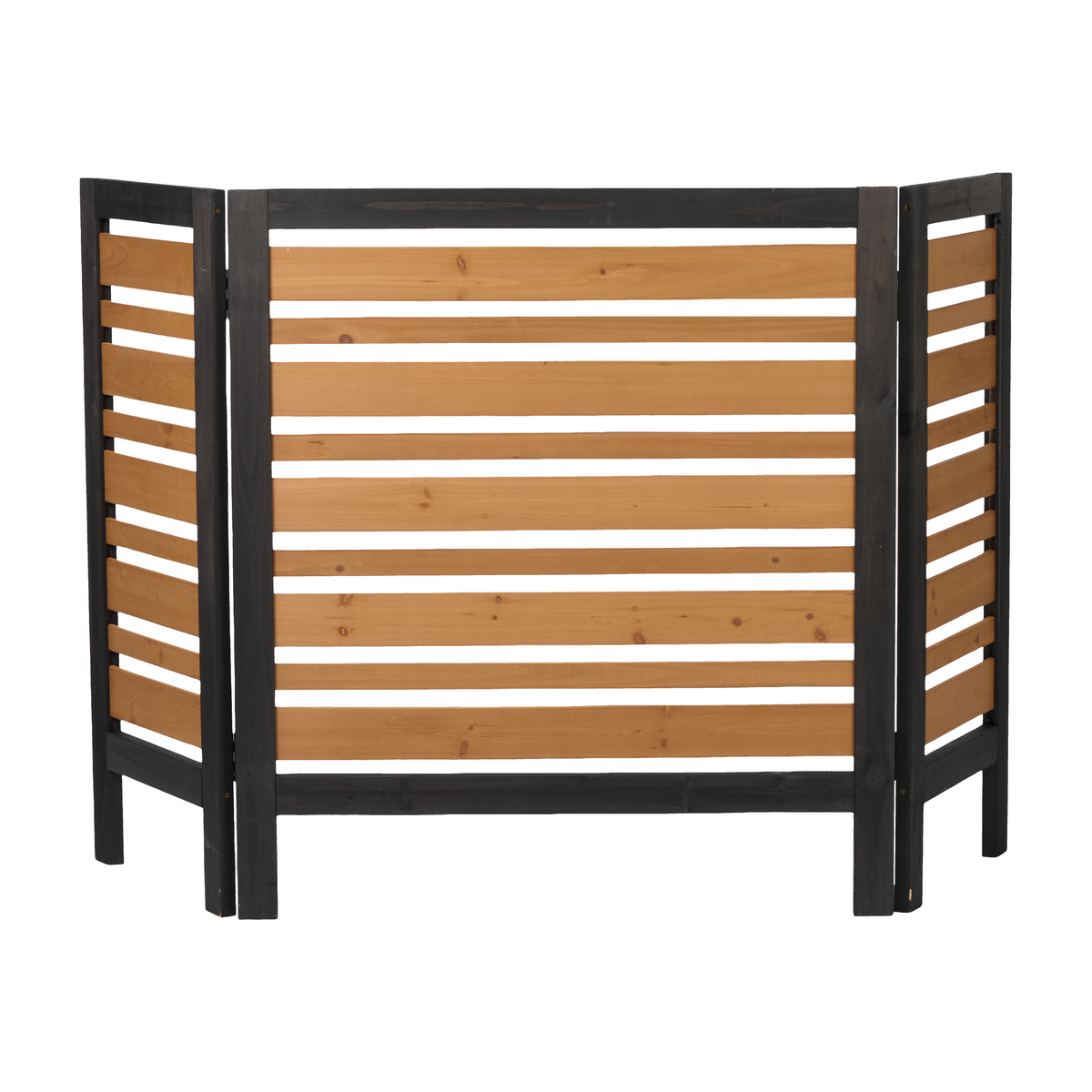 Black and Gold Solid Wood 3-Panel Garden Fence