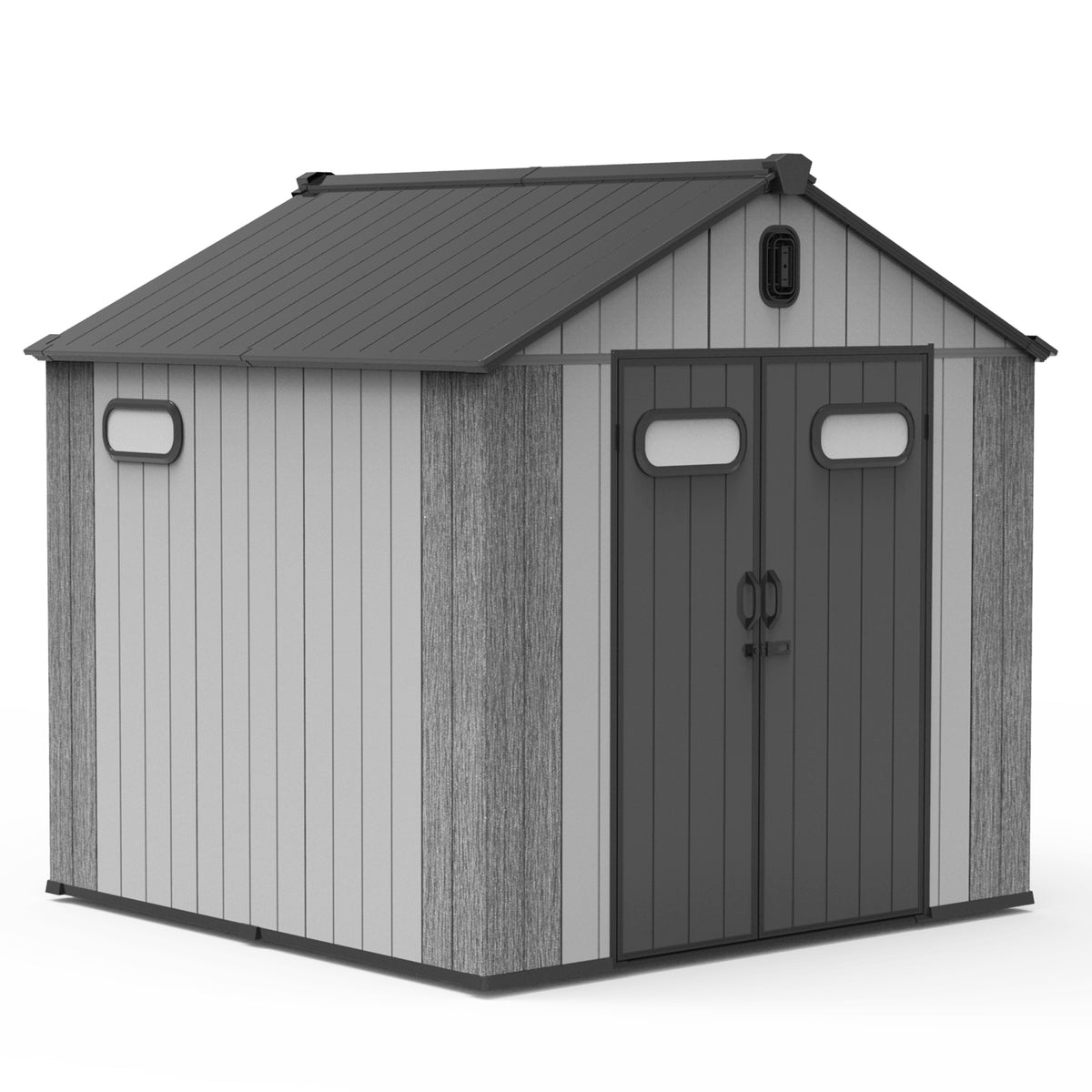 8x8 ft Gray Metal Storage Shed with Window