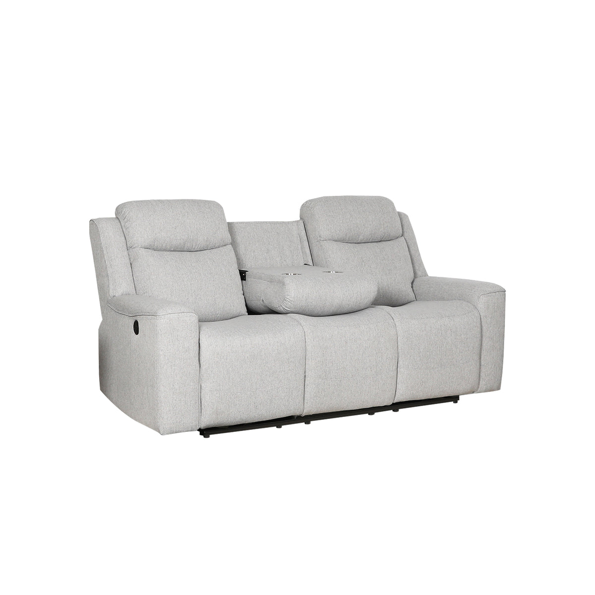 White Reclining Sofa with Console, 79 in Wide