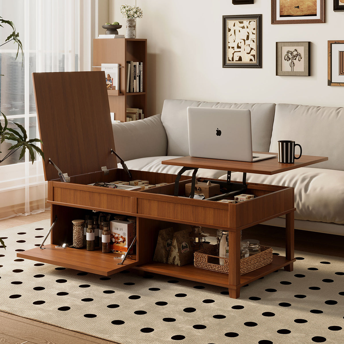 Brown Lift-Top Coffee Table, 46.9 in