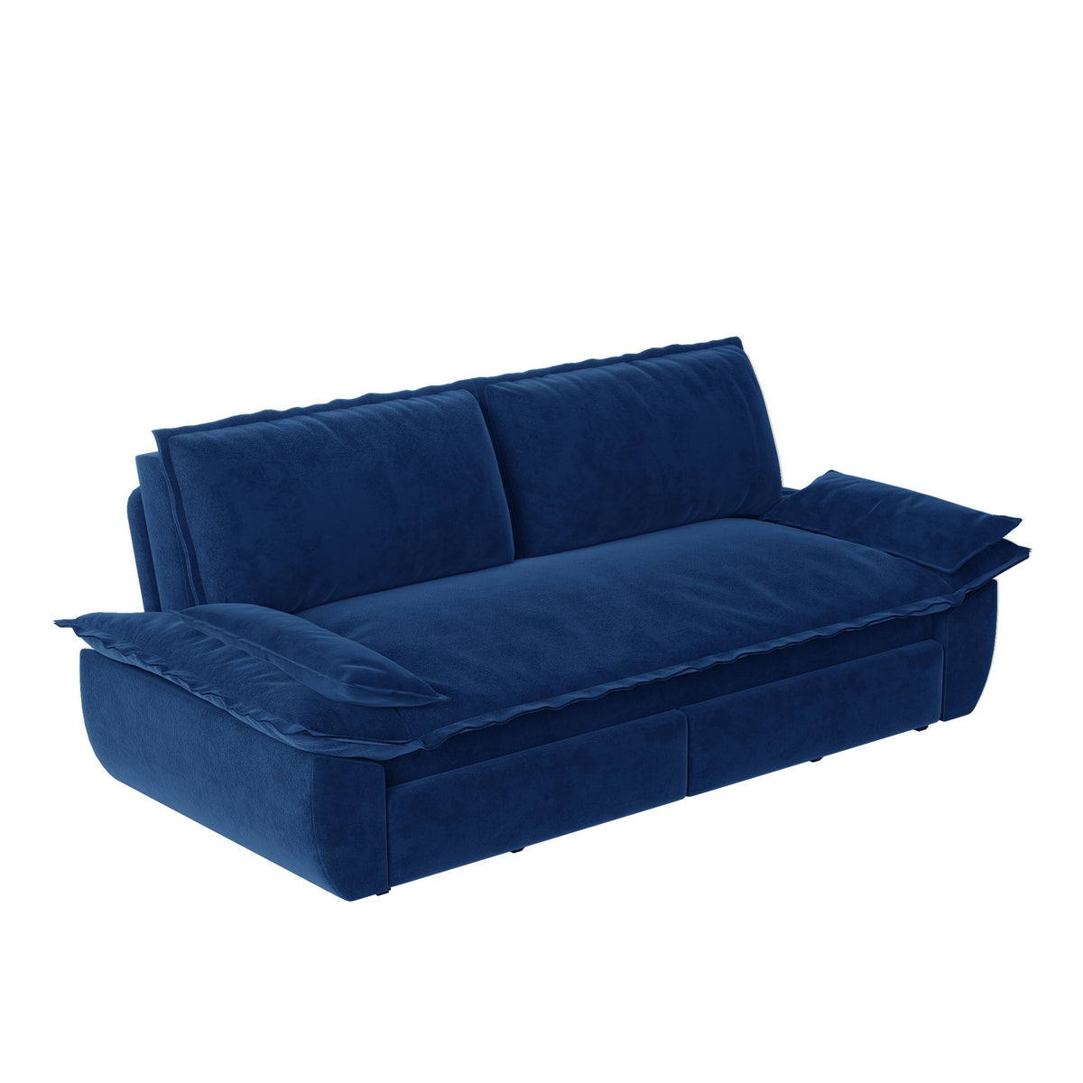 Blue Velvet 3-Seat Queen Sleeper Sofa, 73.2 in Wide