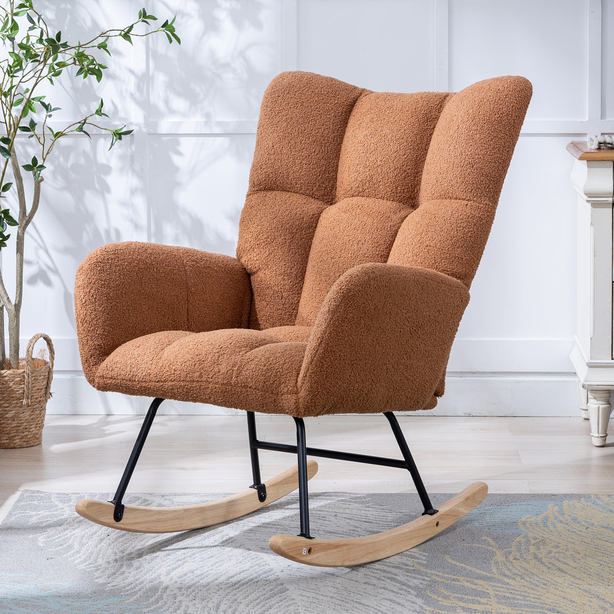 Brown Sherpa Wingback Glider Chair, Nursery