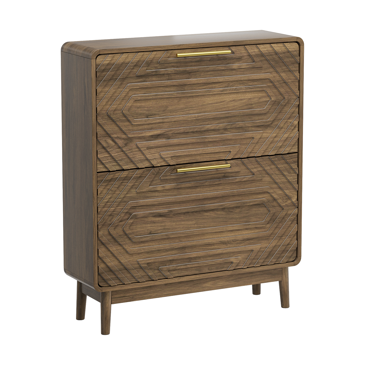 Walnut Shoe Cabinet, 31.5 in Wide, Mid-Century