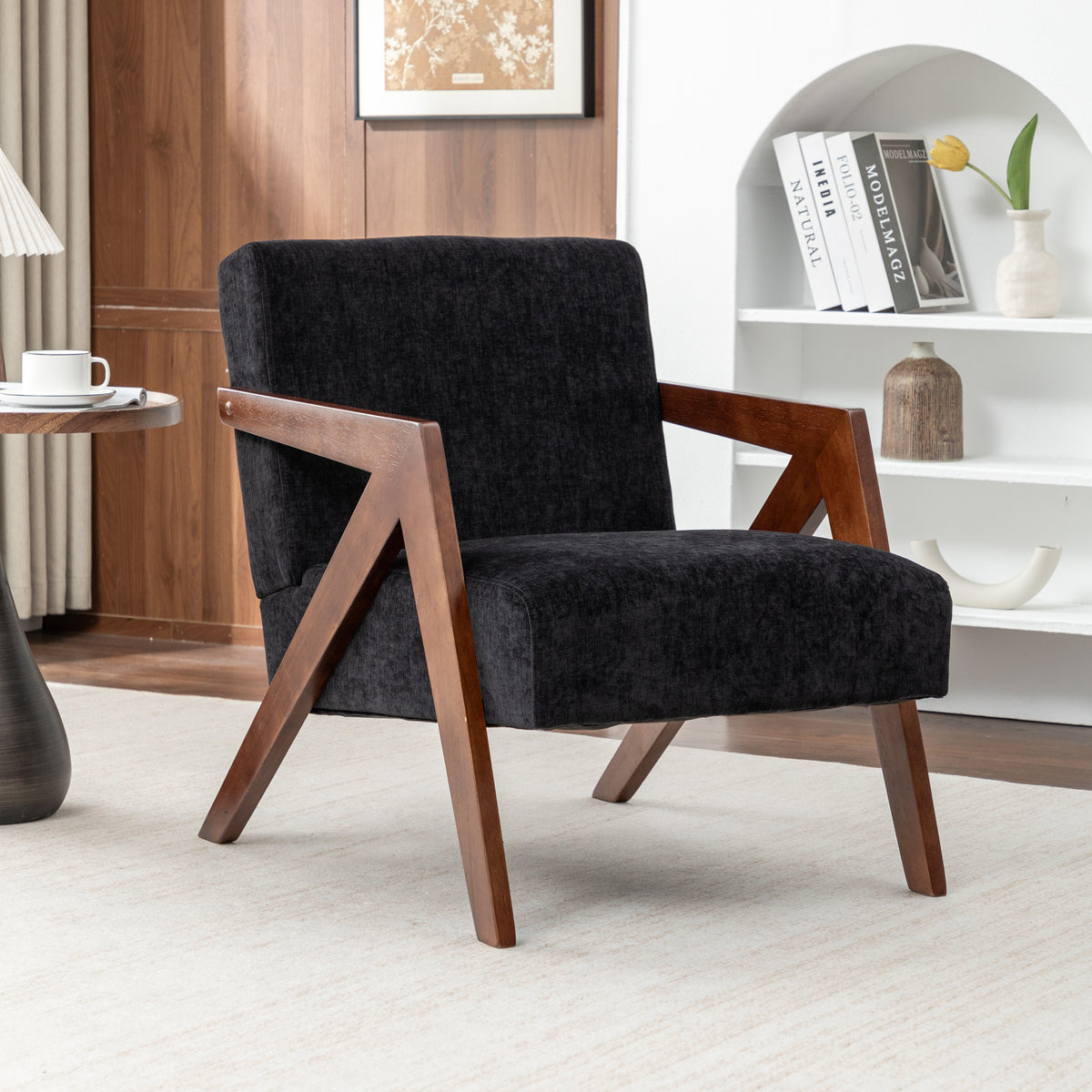 Black Accent Chair, 23.6 in Wide