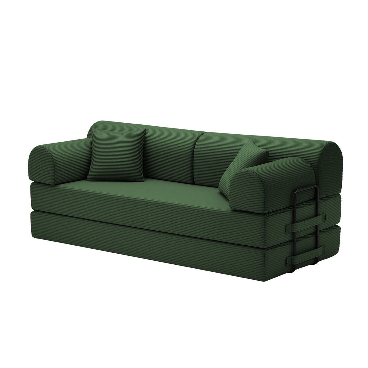 Dark Green Corduroy Sleeper Sofa, No Assembly, 78.7 in Wide