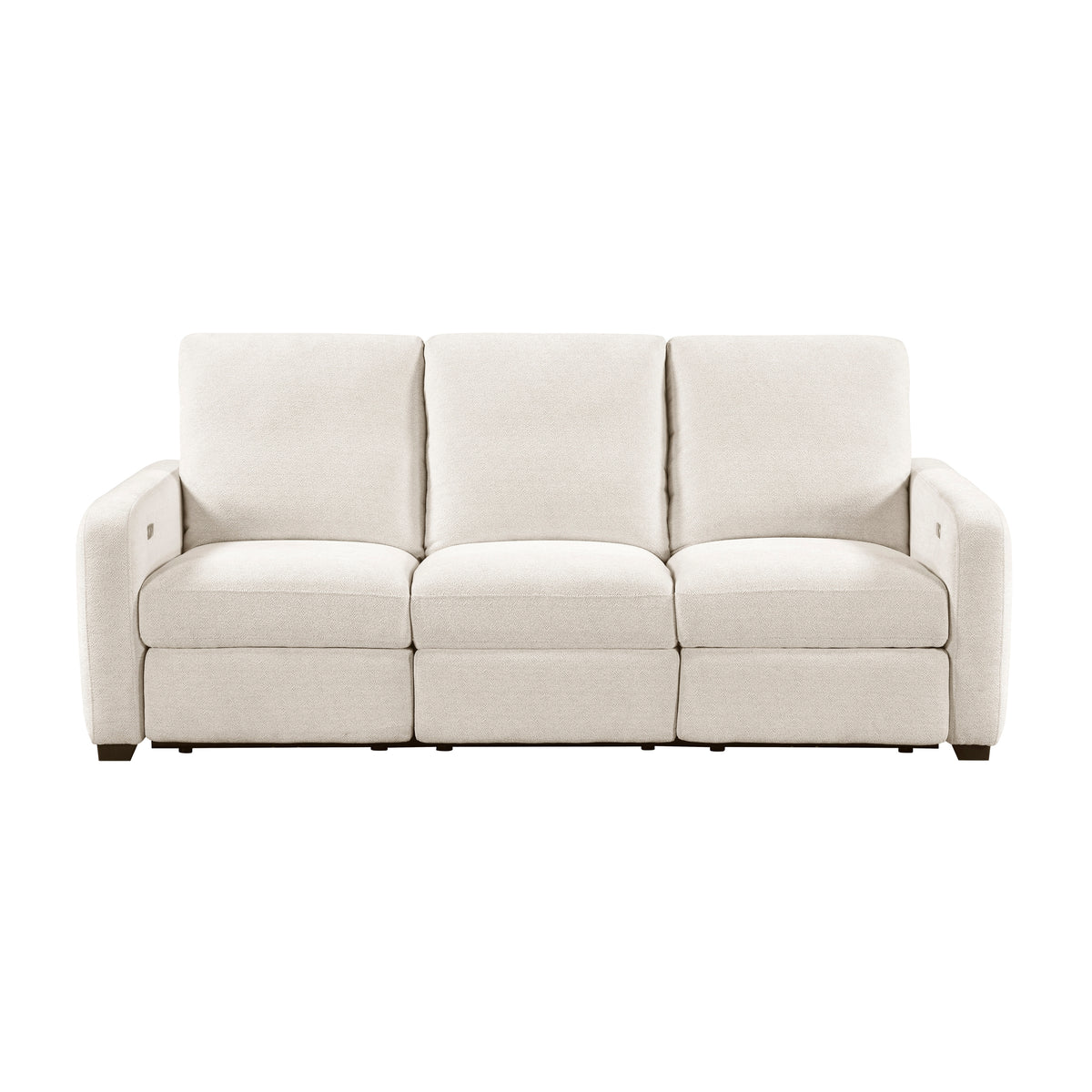 Beige Chenille Power Reclining Sofa, USB Charging, 89.5 in Wide