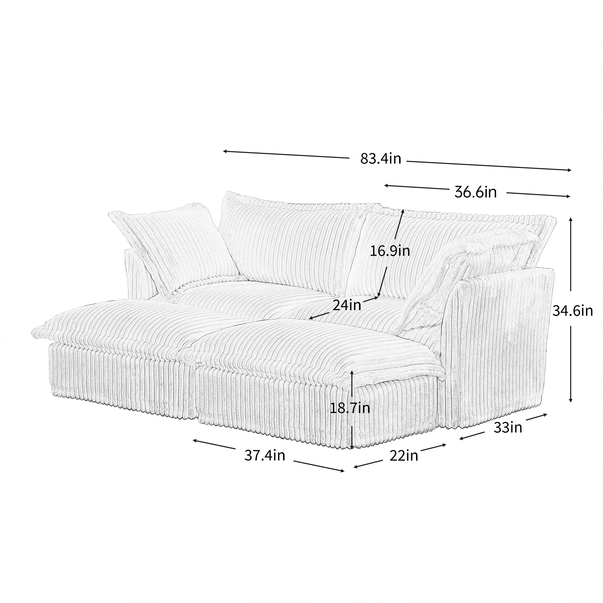Fluffy 2-Seat Modular Sofa in Corduroy Emerald #OttOnly_2 #Fabric_Corduroy Emerald