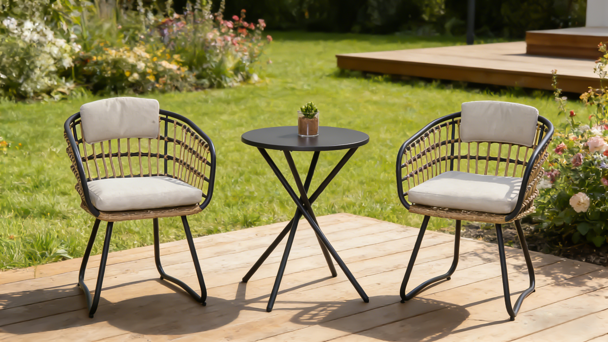 Metal 3-Piece Bistro Set with Cushions