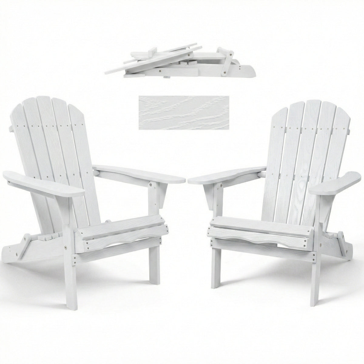 White Solid Wood Folding Adirondack Chair, 36 in Tall