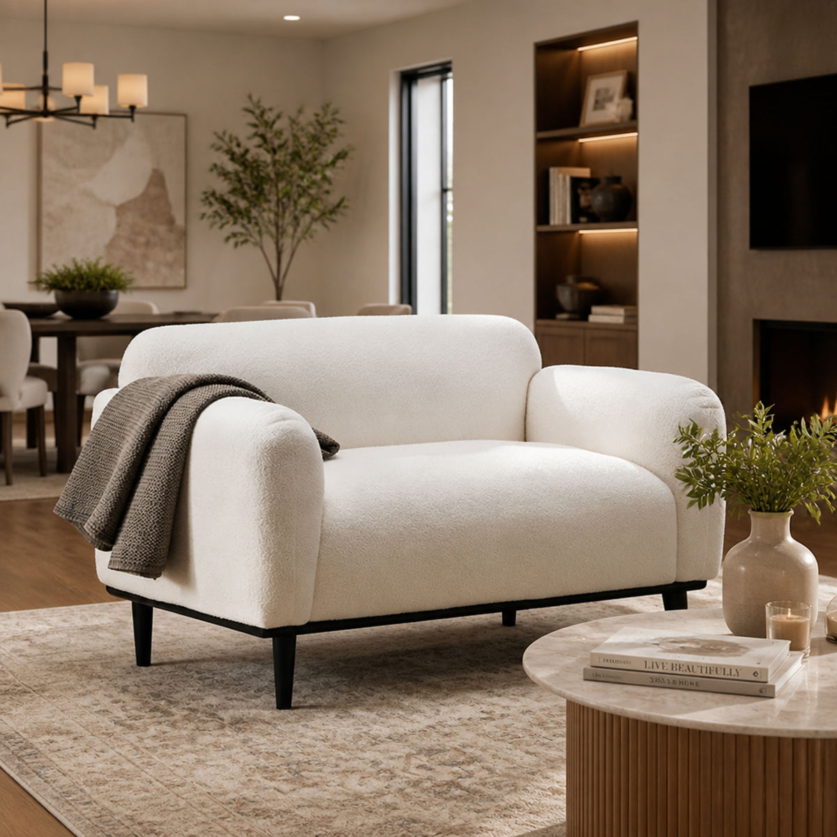 White Loveseat, 50 in Wide