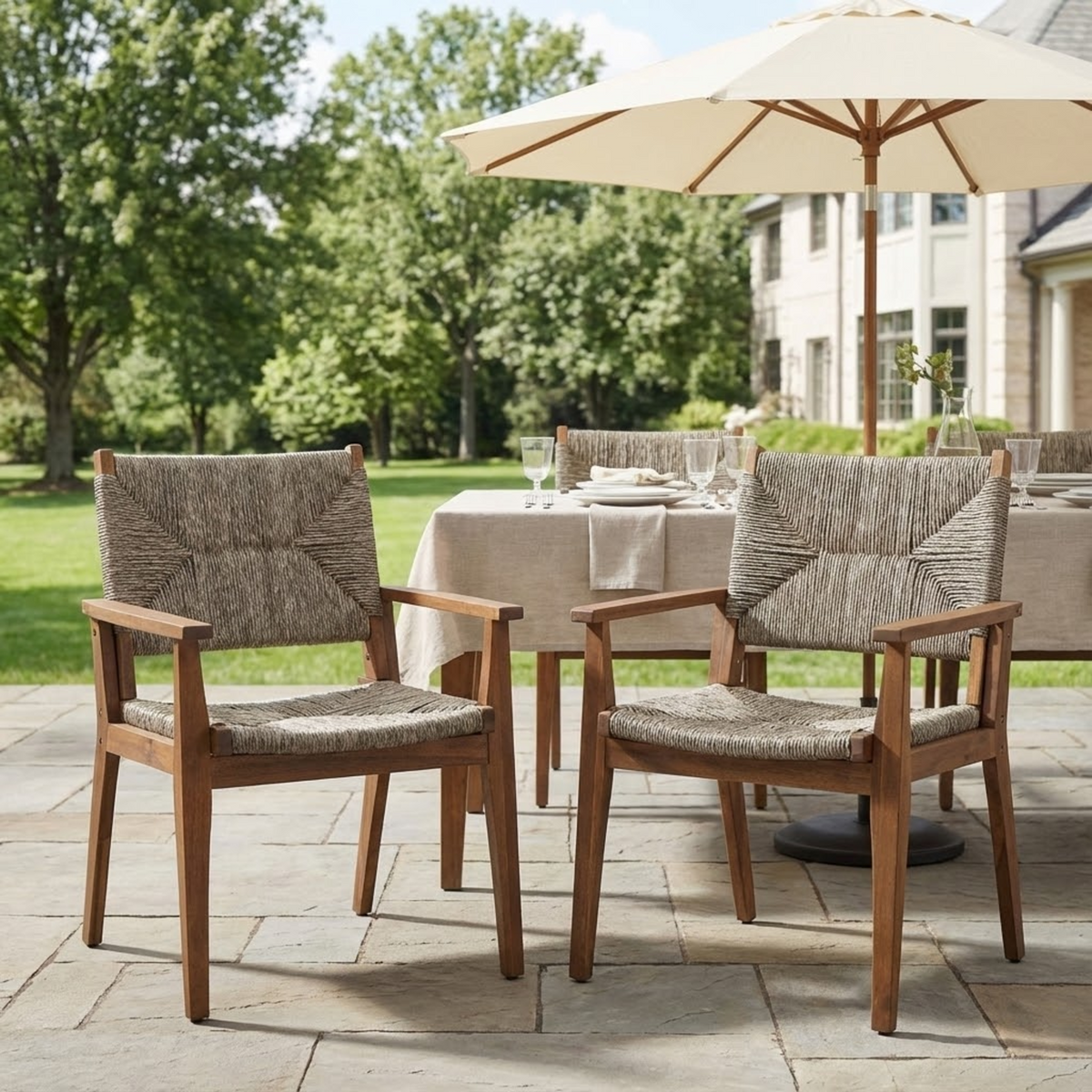 Brown Solid Wood Outdoor Dining Chair