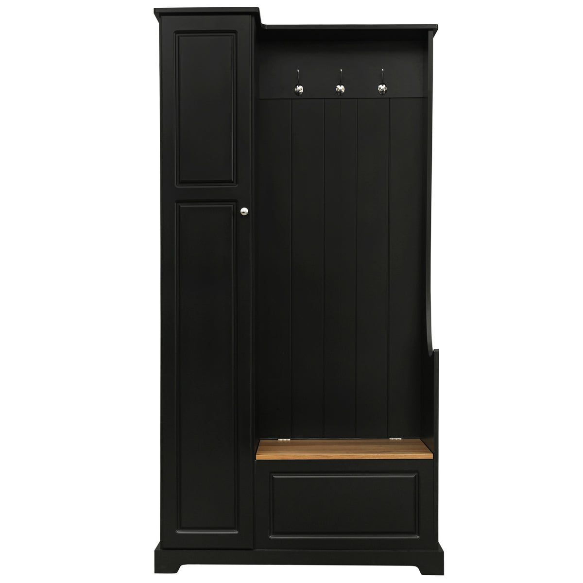 Black Hall Tree with Bench, 35.6 in Wide