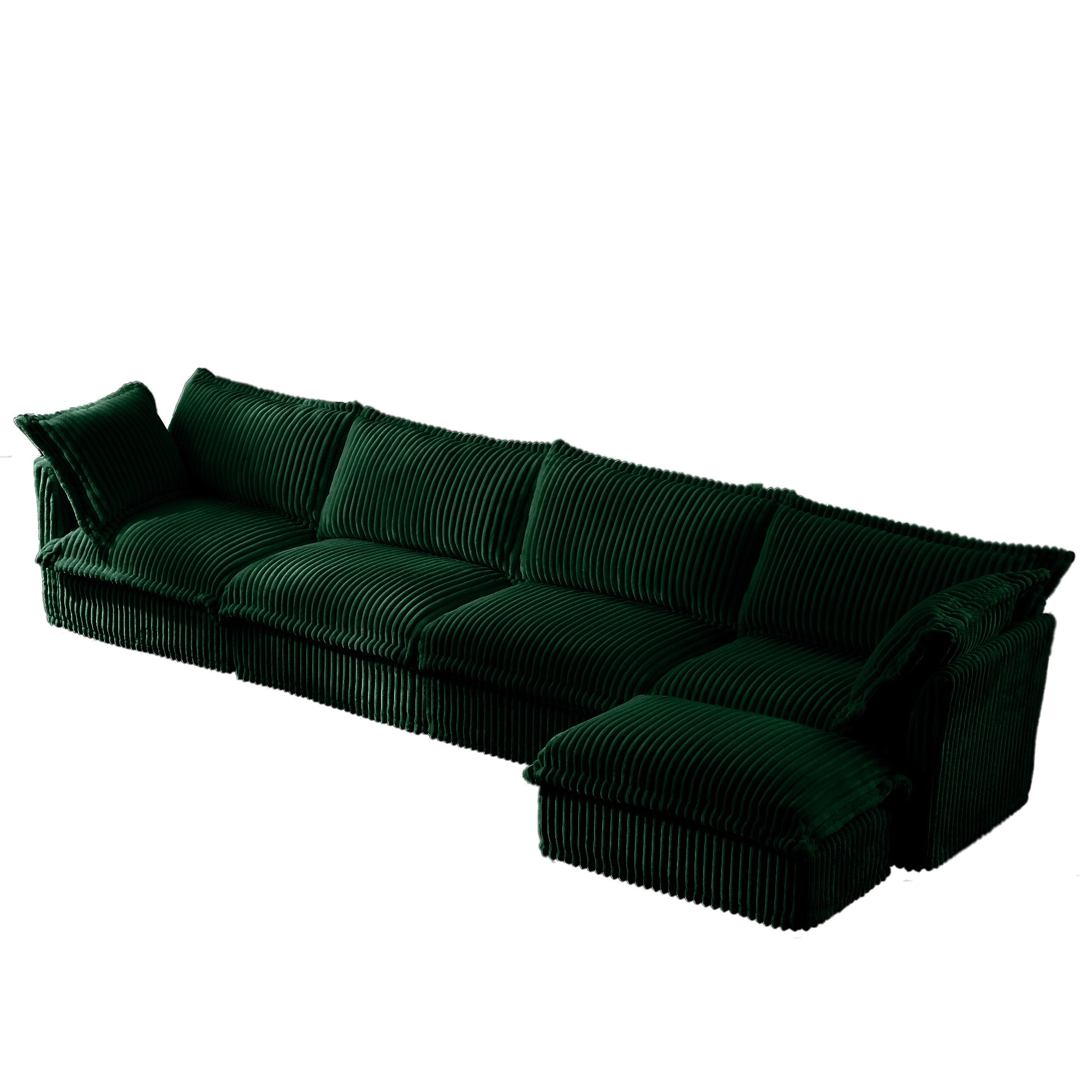 Fluffy 4-Seat Modular Sofa in Corduroy Emerald #OttOnly_1 #Fabric_Corduroy Emerald