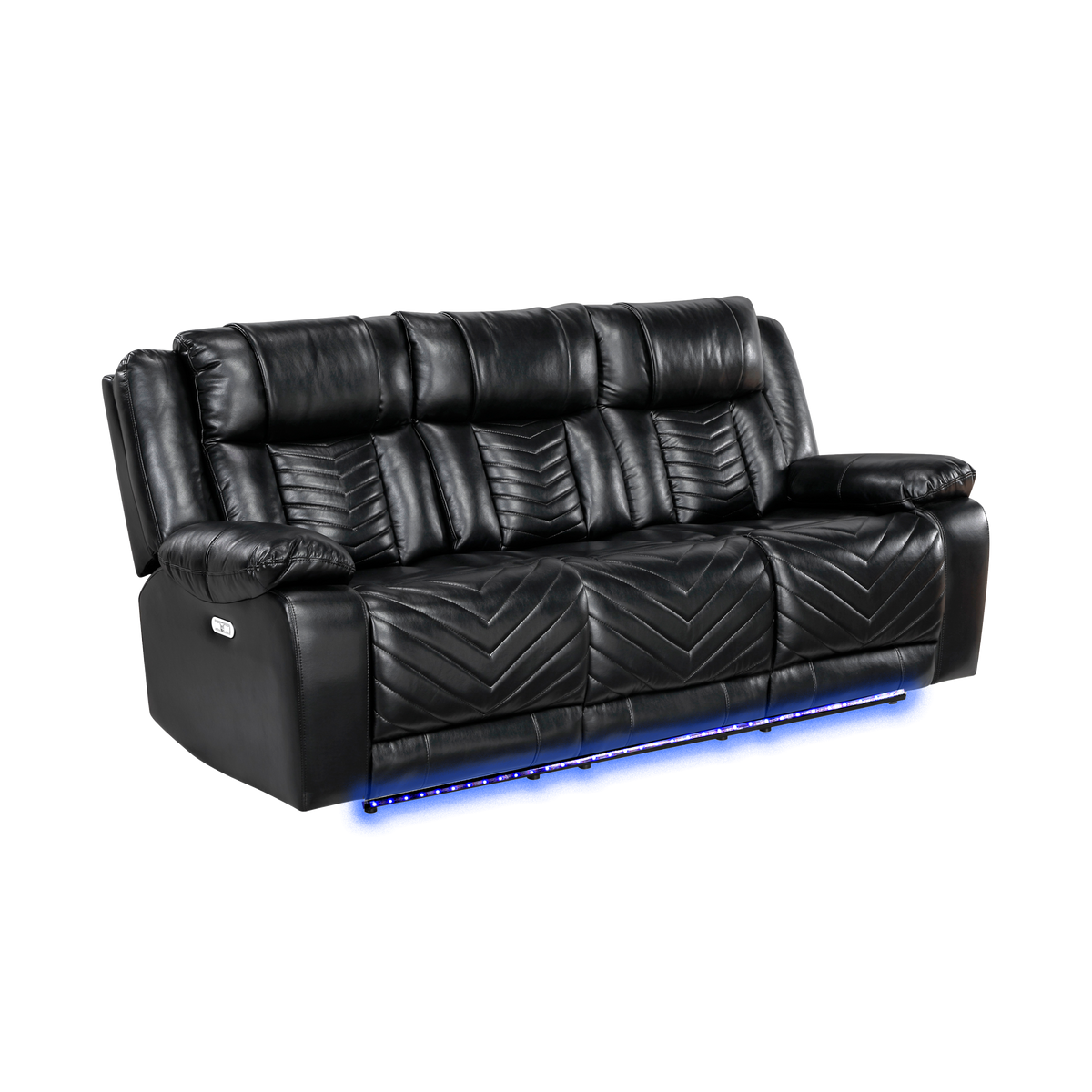 Black Power Reclining Sofa, 85 in Wide