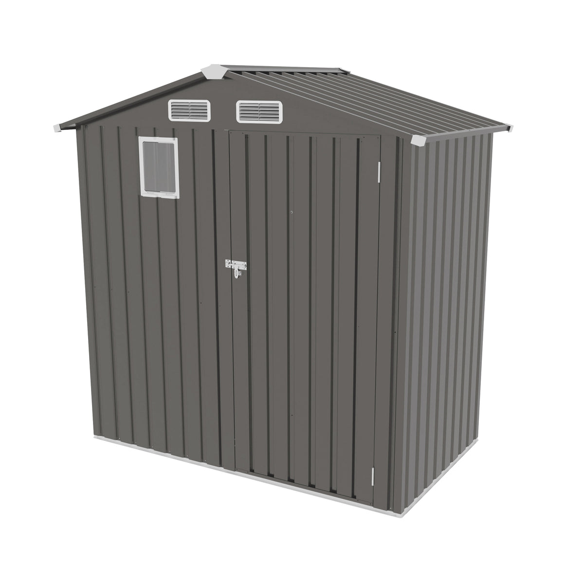 3.5x6 ft Gray Metal Storage Shed with Lockable Doors