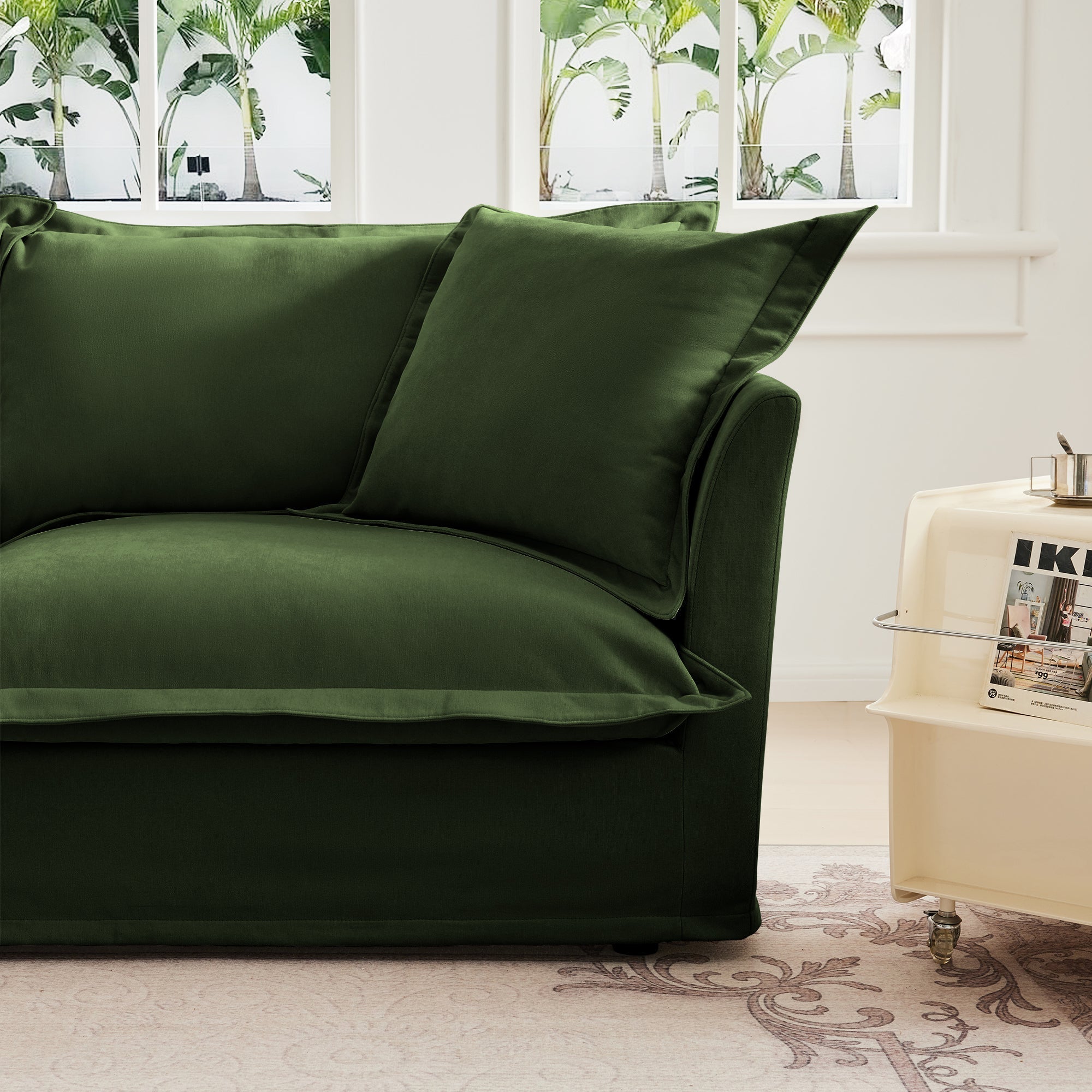 Fluffy Lounge Chair in Chenille Olive #Fabric_Chenille Olive