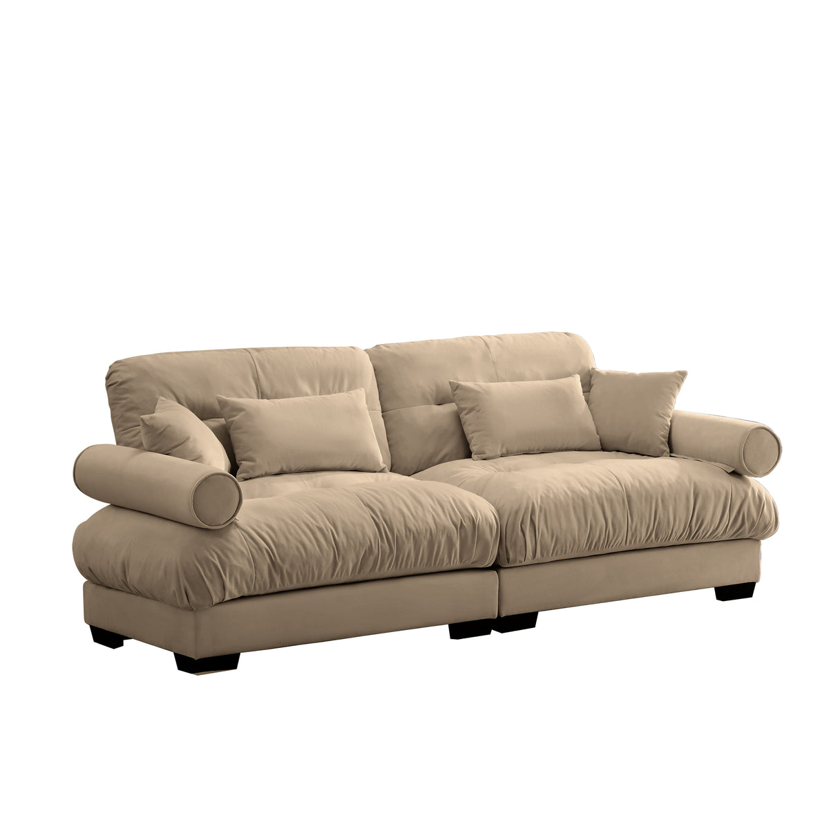 Camel Velvet 2-Seat Couch