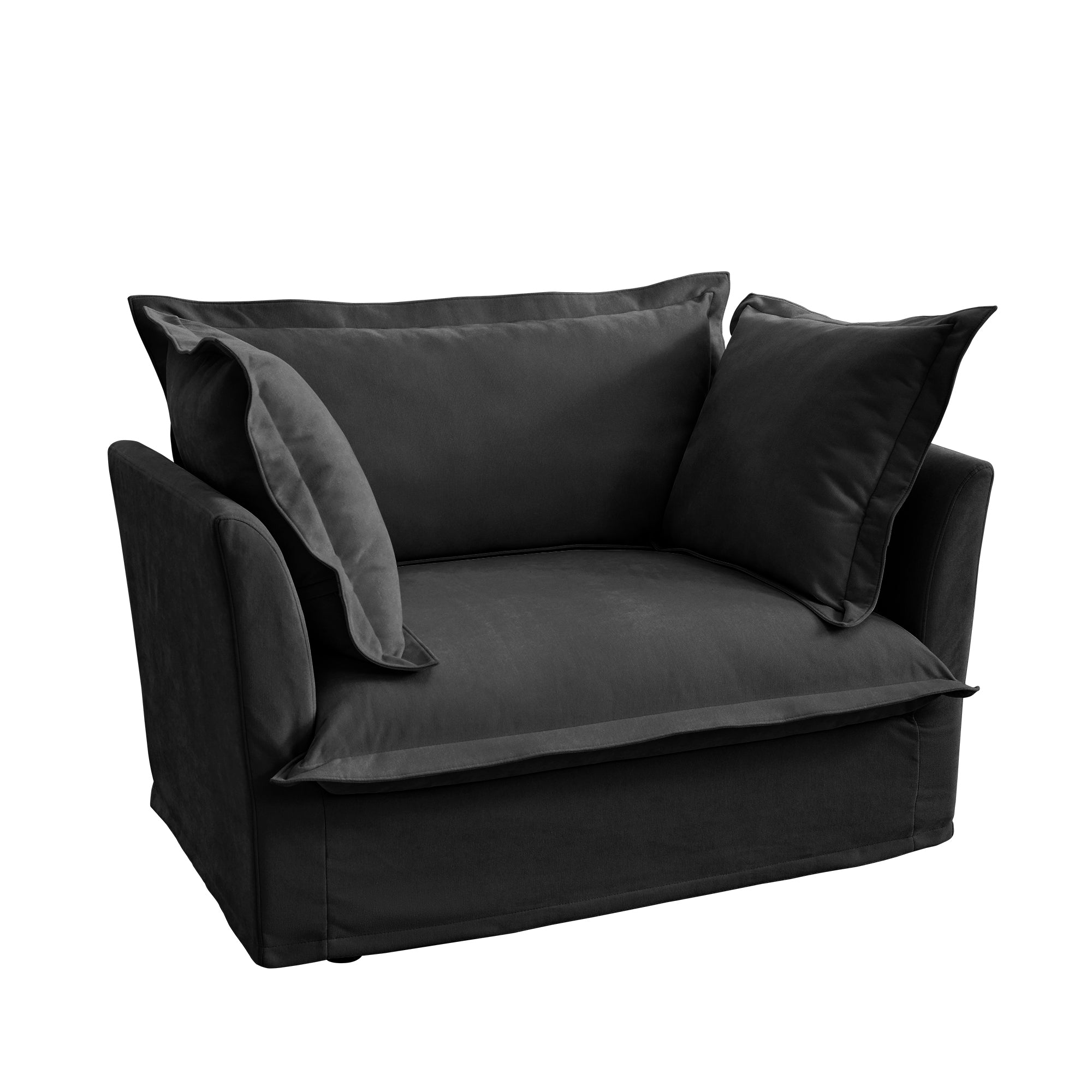Fluffy Lounge Chair in Chenille Black #Fabric_Chenille Black