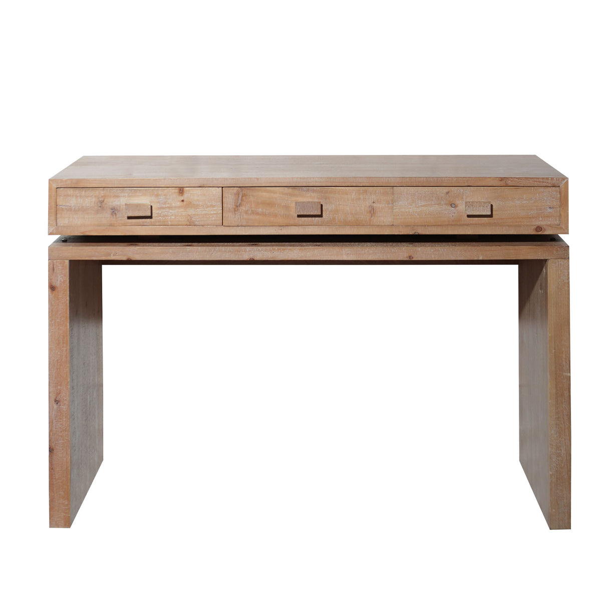 Natural Entryway Console Table, 3 Drawers, 47 in Wide