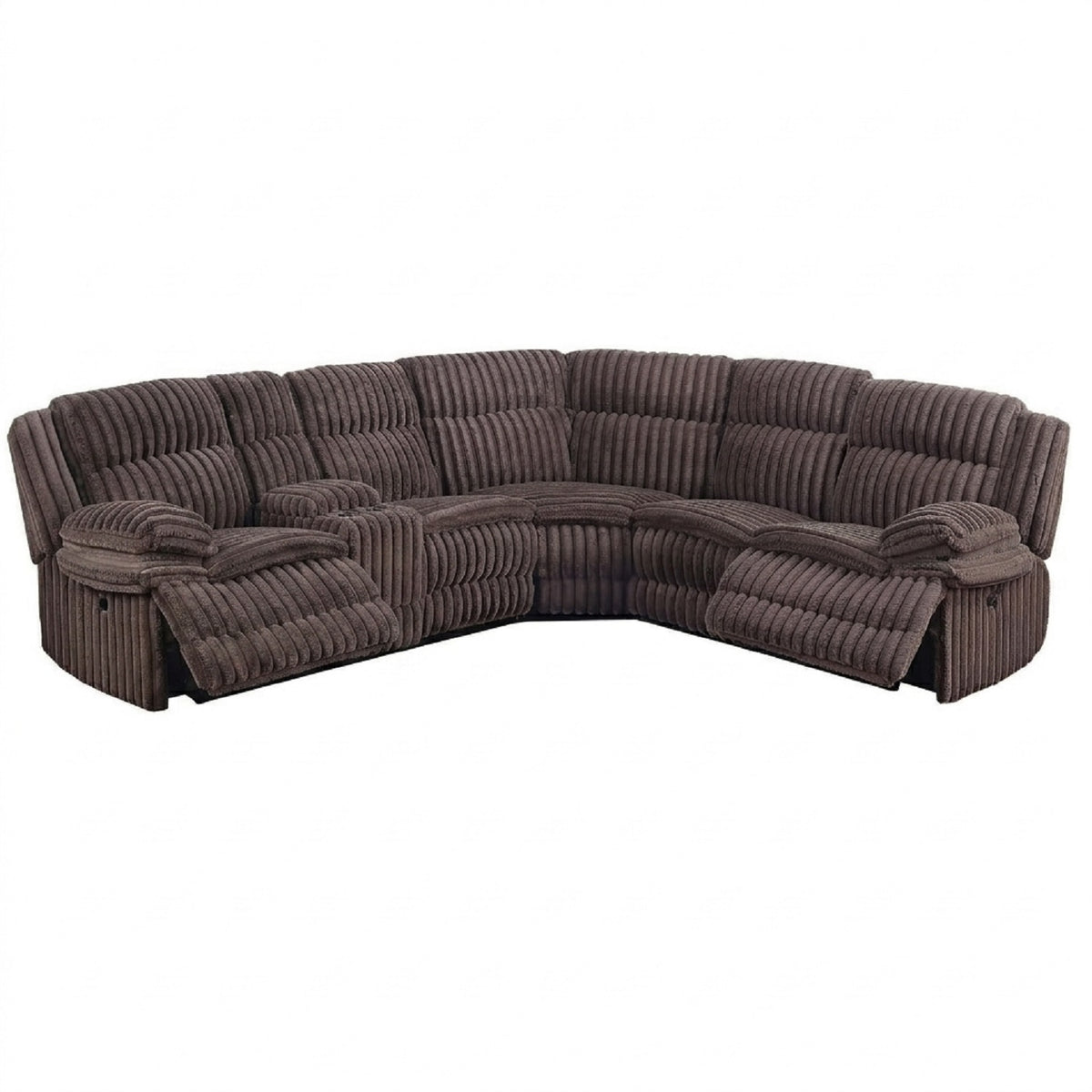 Chocolate Corduroy Reclining Sectional with Console
