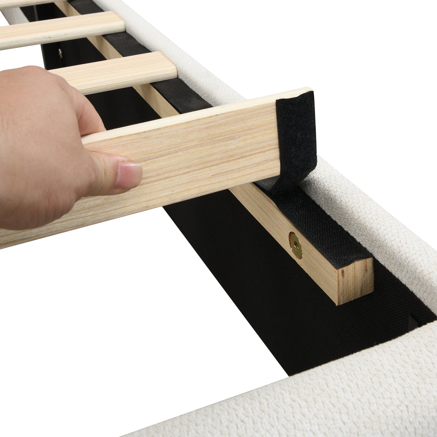 Close-up of frame corner seam and stitching detail