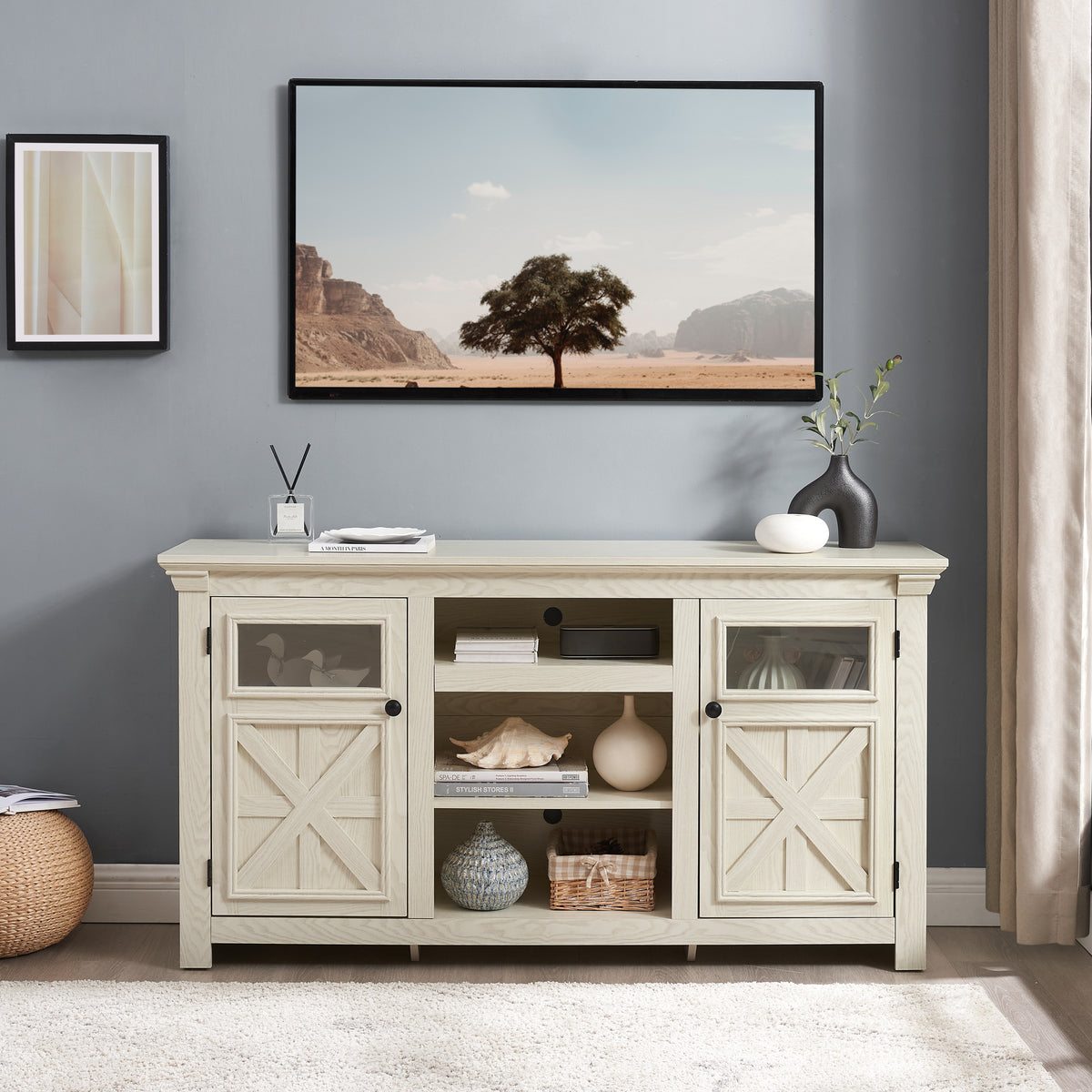 White TV Stand, 60.2 in Wide