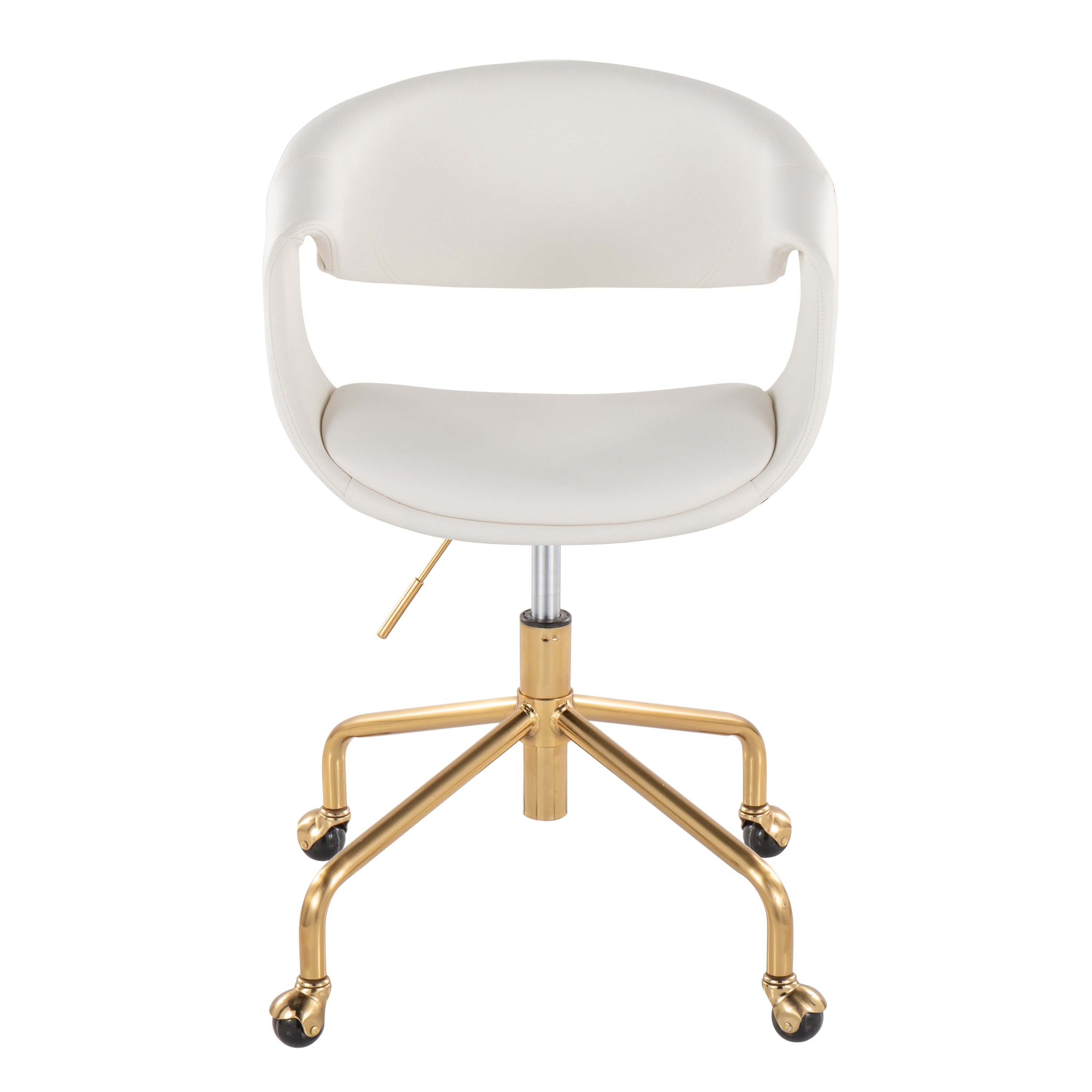 Office Chair, 27.5 in, Gold, vegan leather, Metal