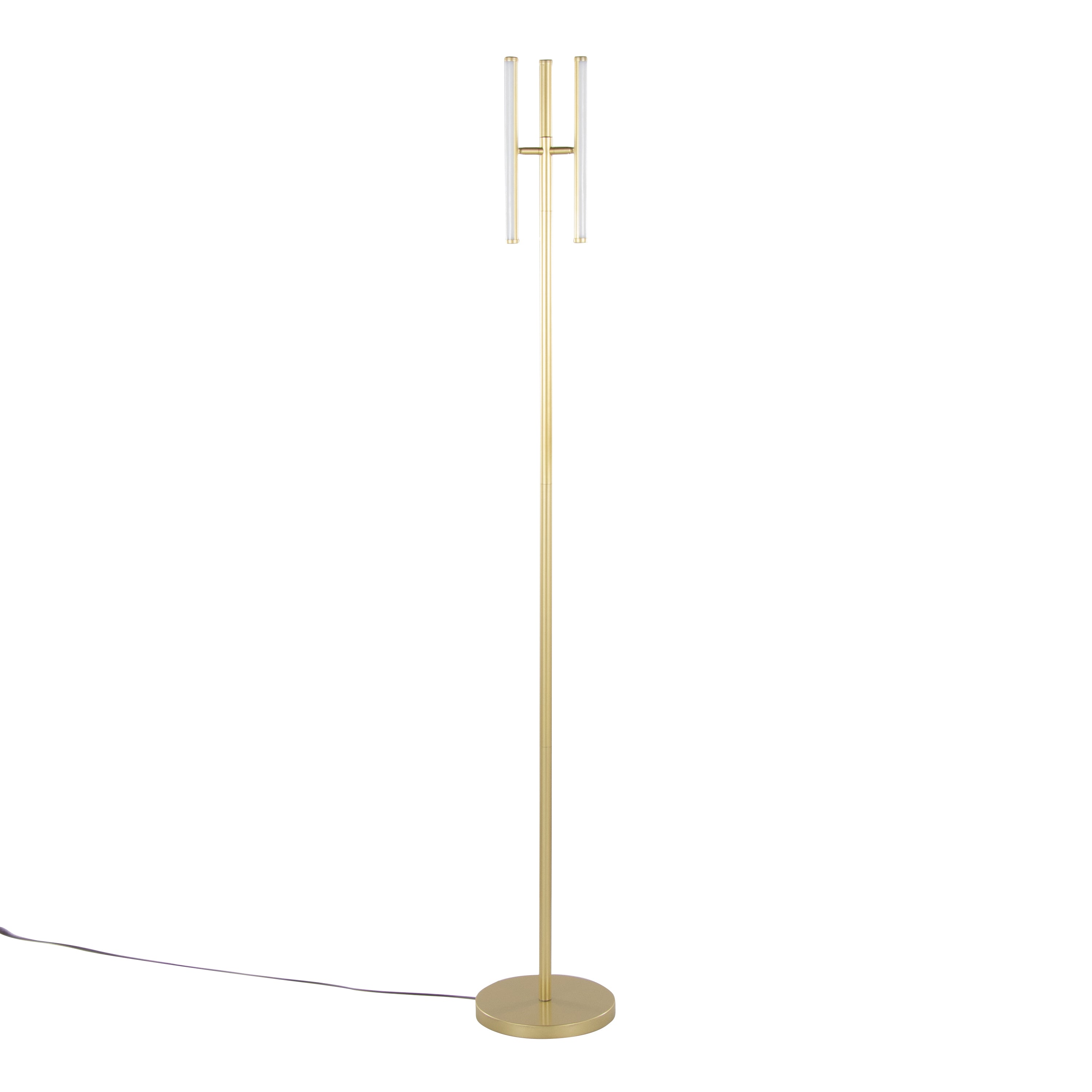 Floor Lamp with Dimmable Foot Switch in Gold Metal
