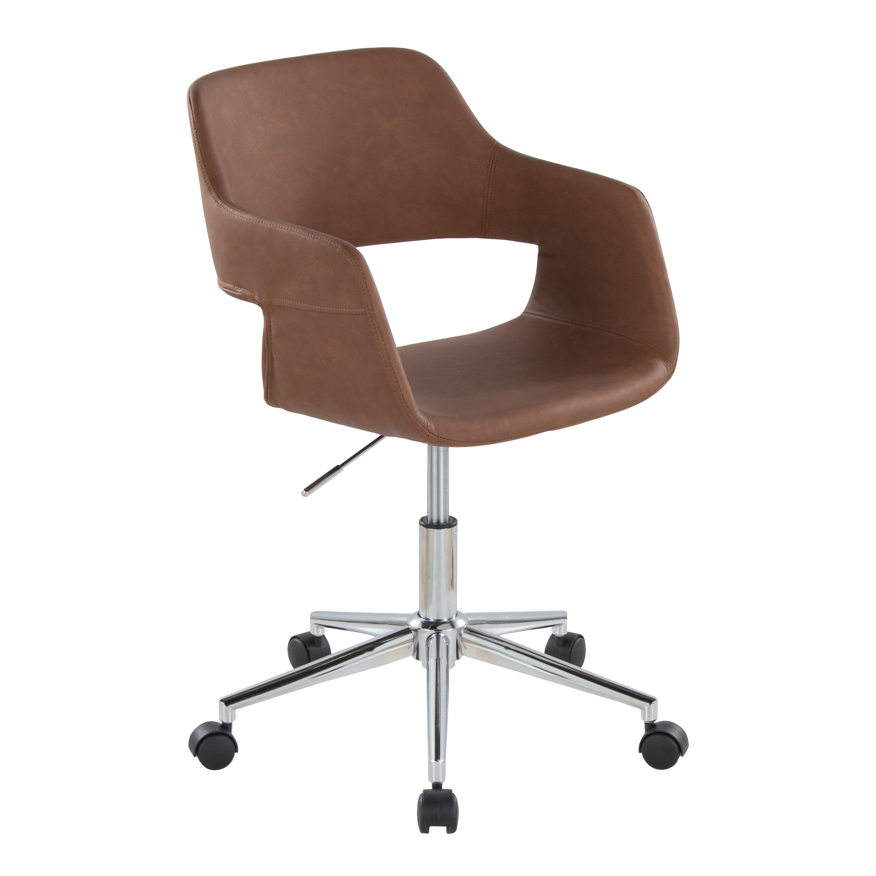 Contemporary Office Chair, 27.5 in, Brown, 34.5 in Tall