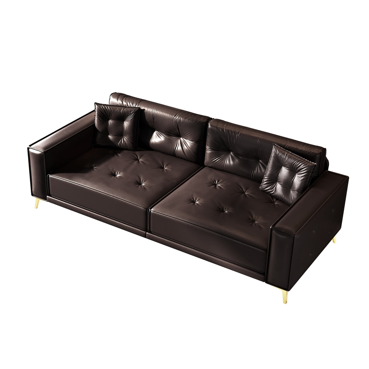 Dark Brown Vegan Leather 4-Seat King Sleeper Sofa, 92.1 in Wide