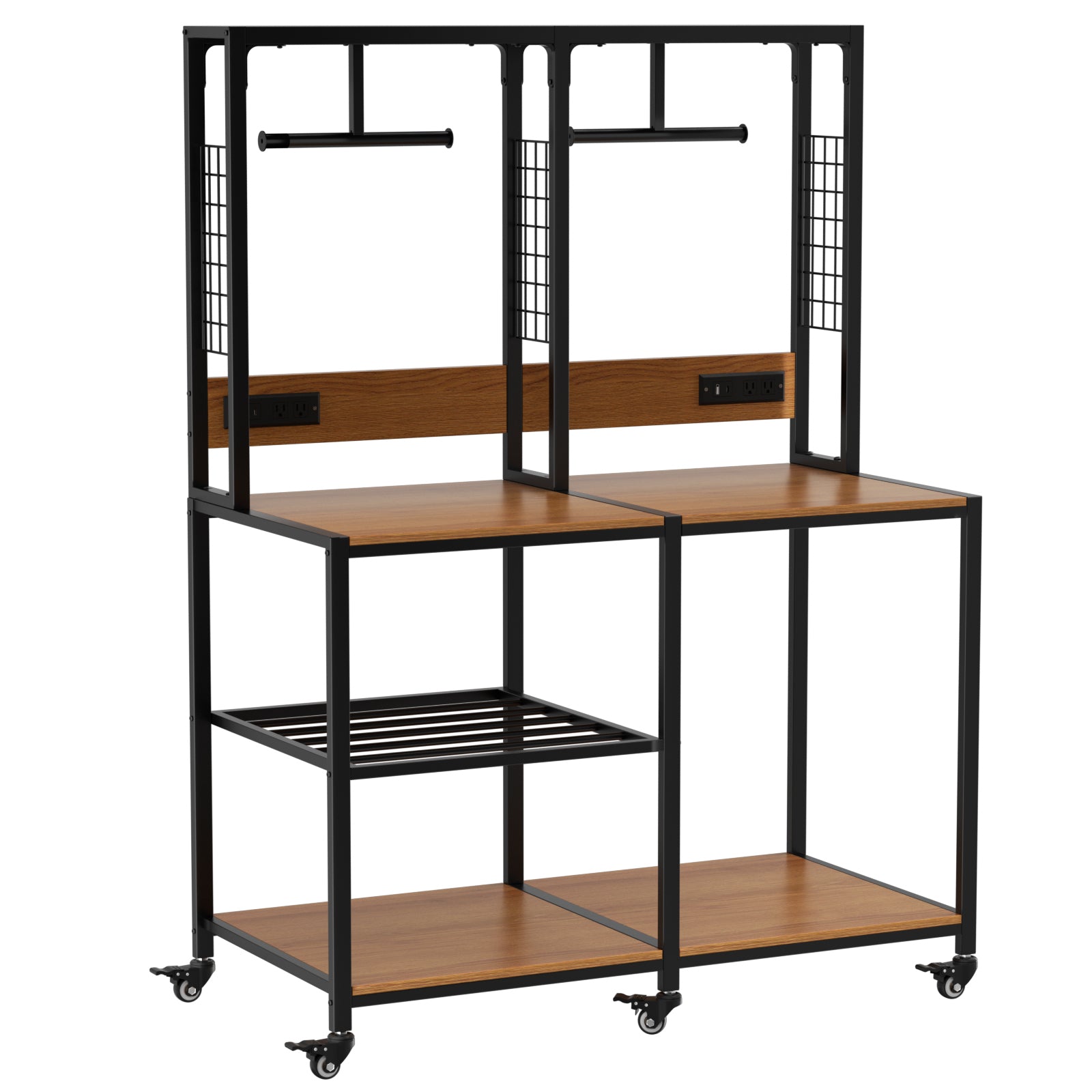 Rolling Printer Stand with Lock, 47.2 in, Black