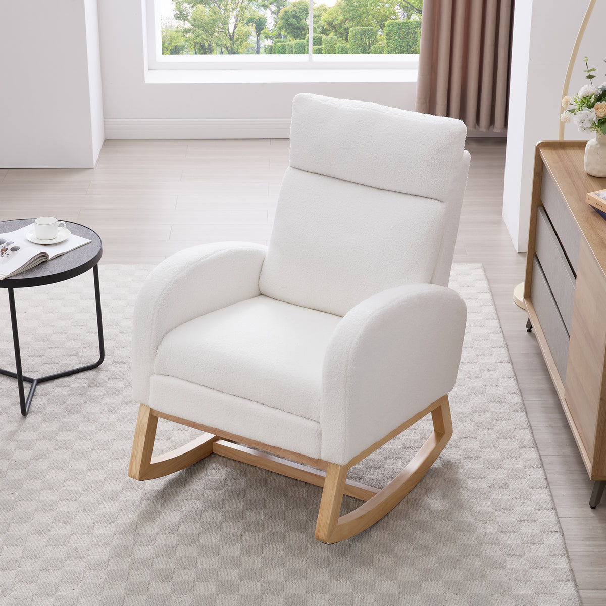 White Sherpa Rocking Chair, Nursery