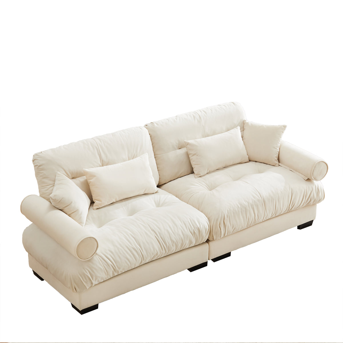 Cream Velvet 2-Seat Couch