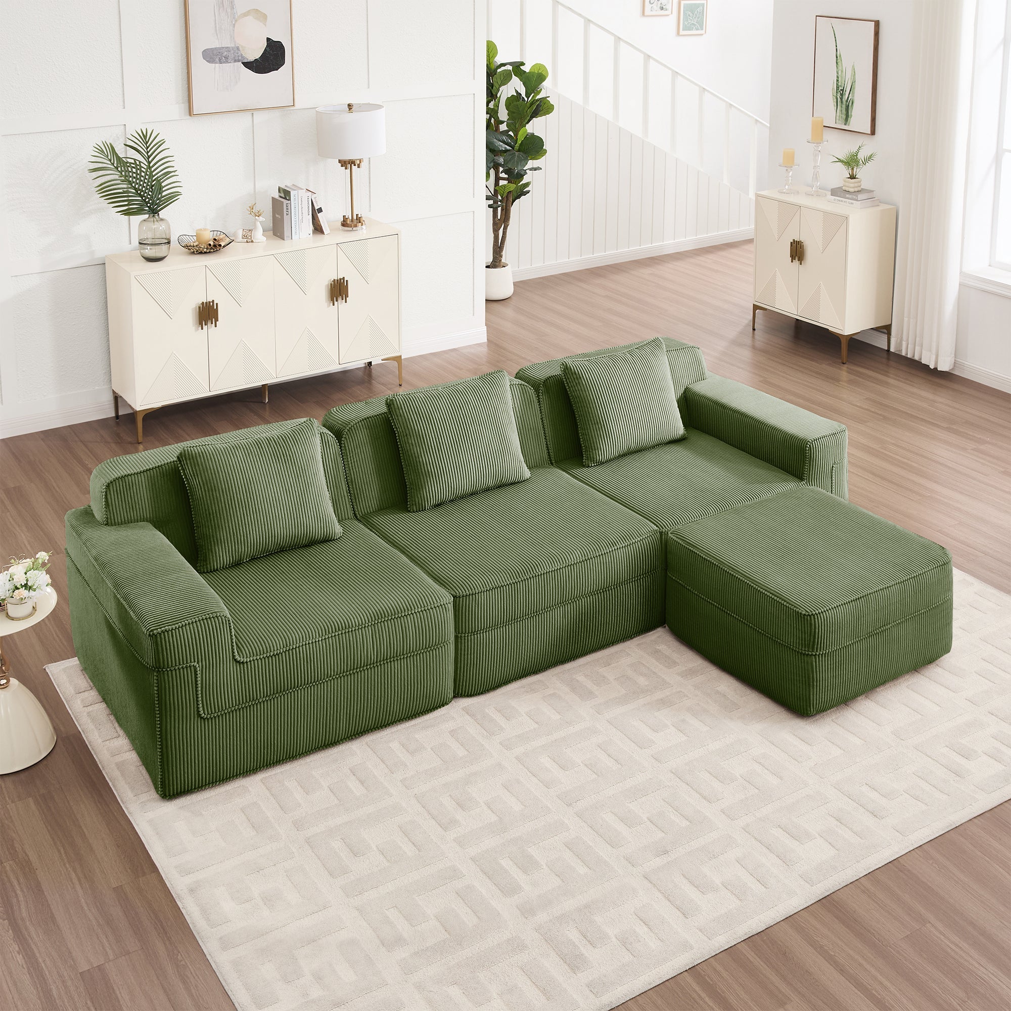 Hudson 3-Seat Boneless Couch in Olive #OttOnly_1 #Color_Olive