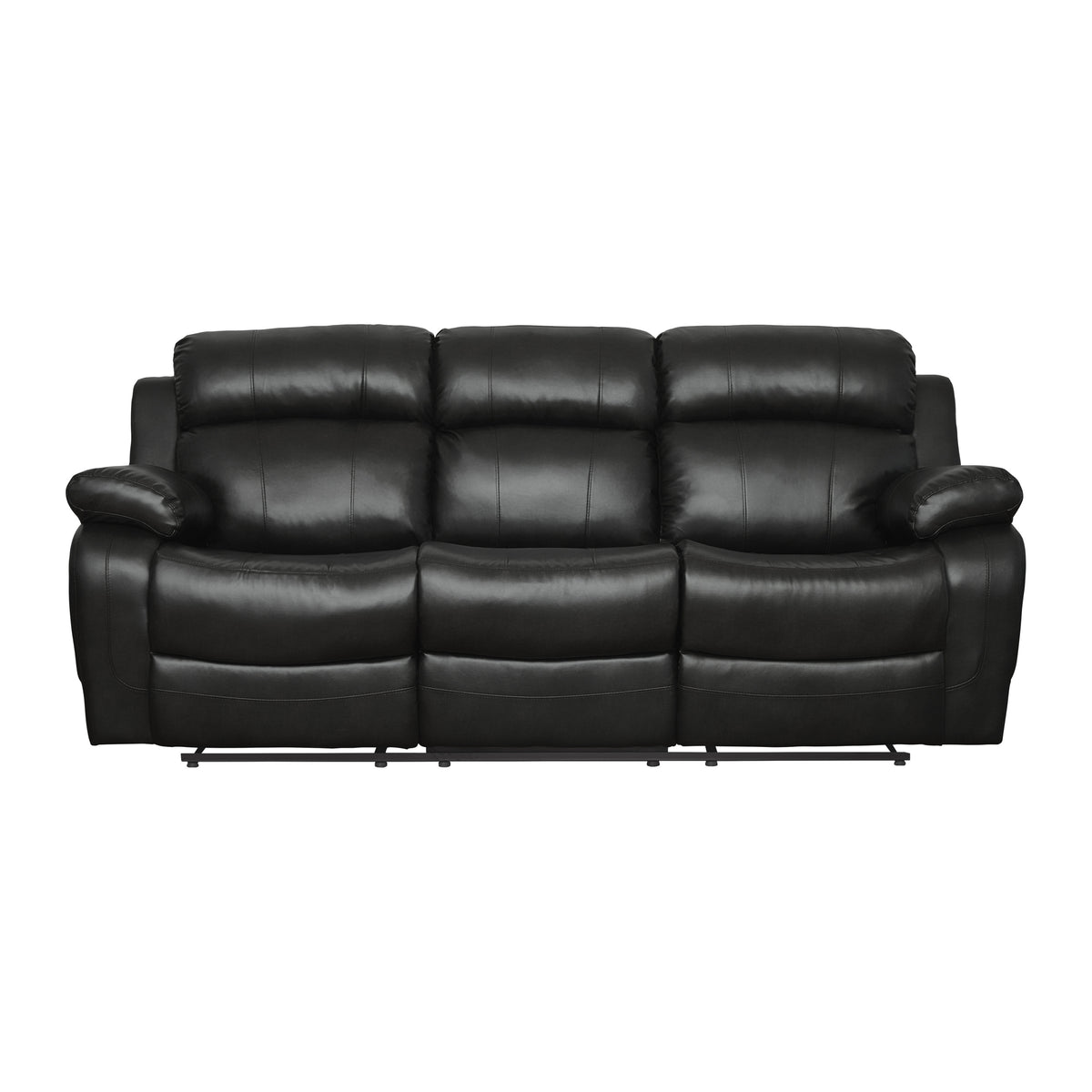 Black Vegan Leather Reclining Sofa, 86.5 in Wide