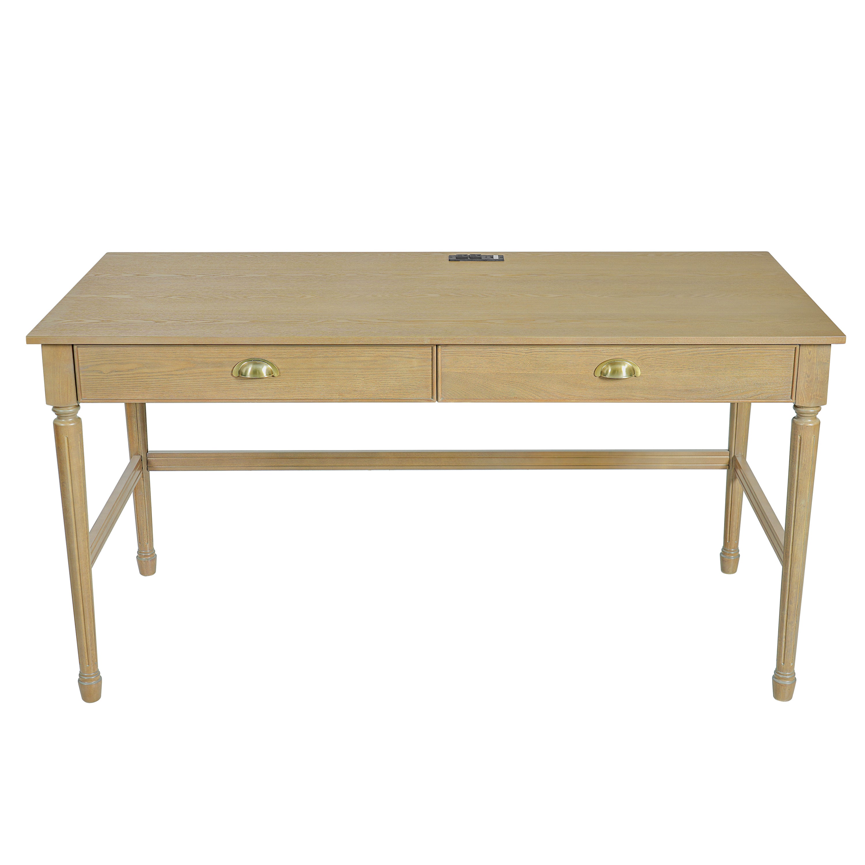 Modern Writing Desk with Charging Station, 60 in, Natural