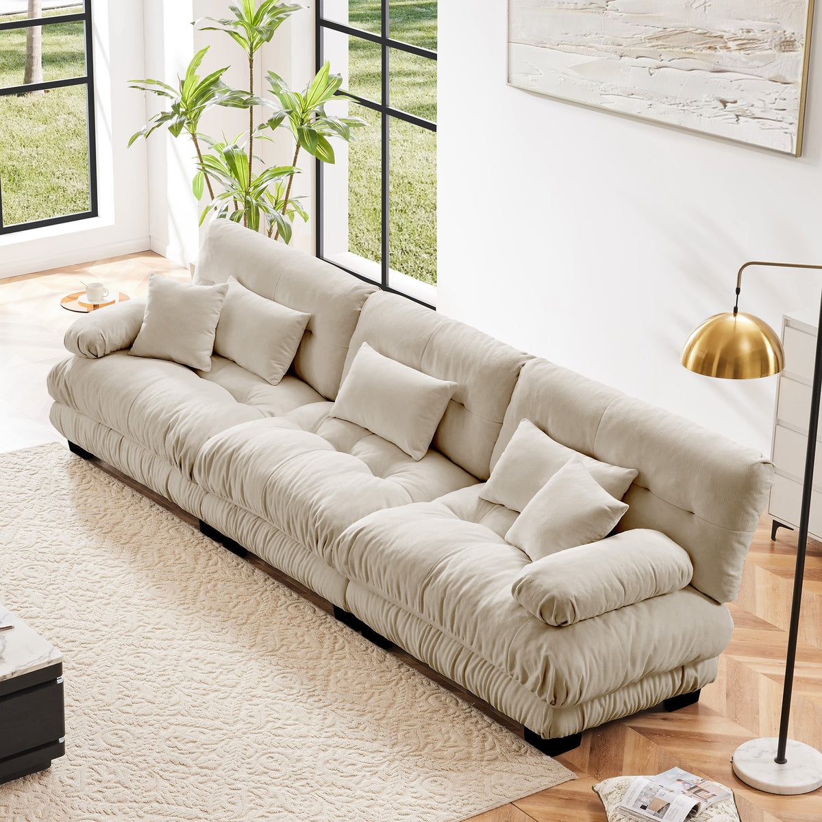 Brown Chenille Modular Sectional Couch