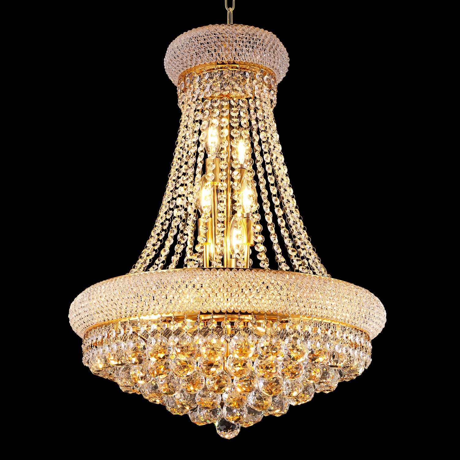 Chandelier, 12-Light Steel Fixture, Gold
