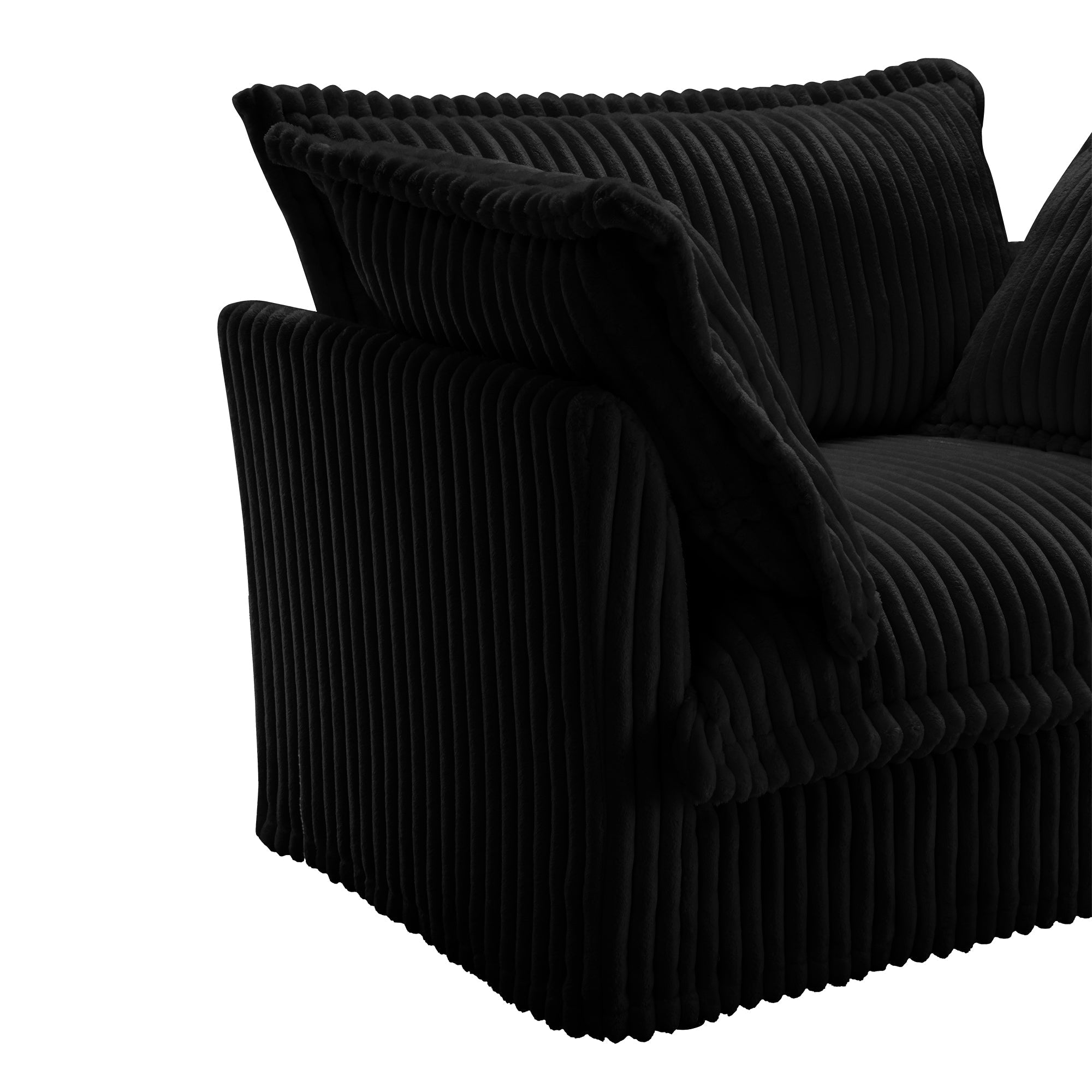 Fluffy Lounge Chair in Corduroy Black #Fabric_Corduroy Black