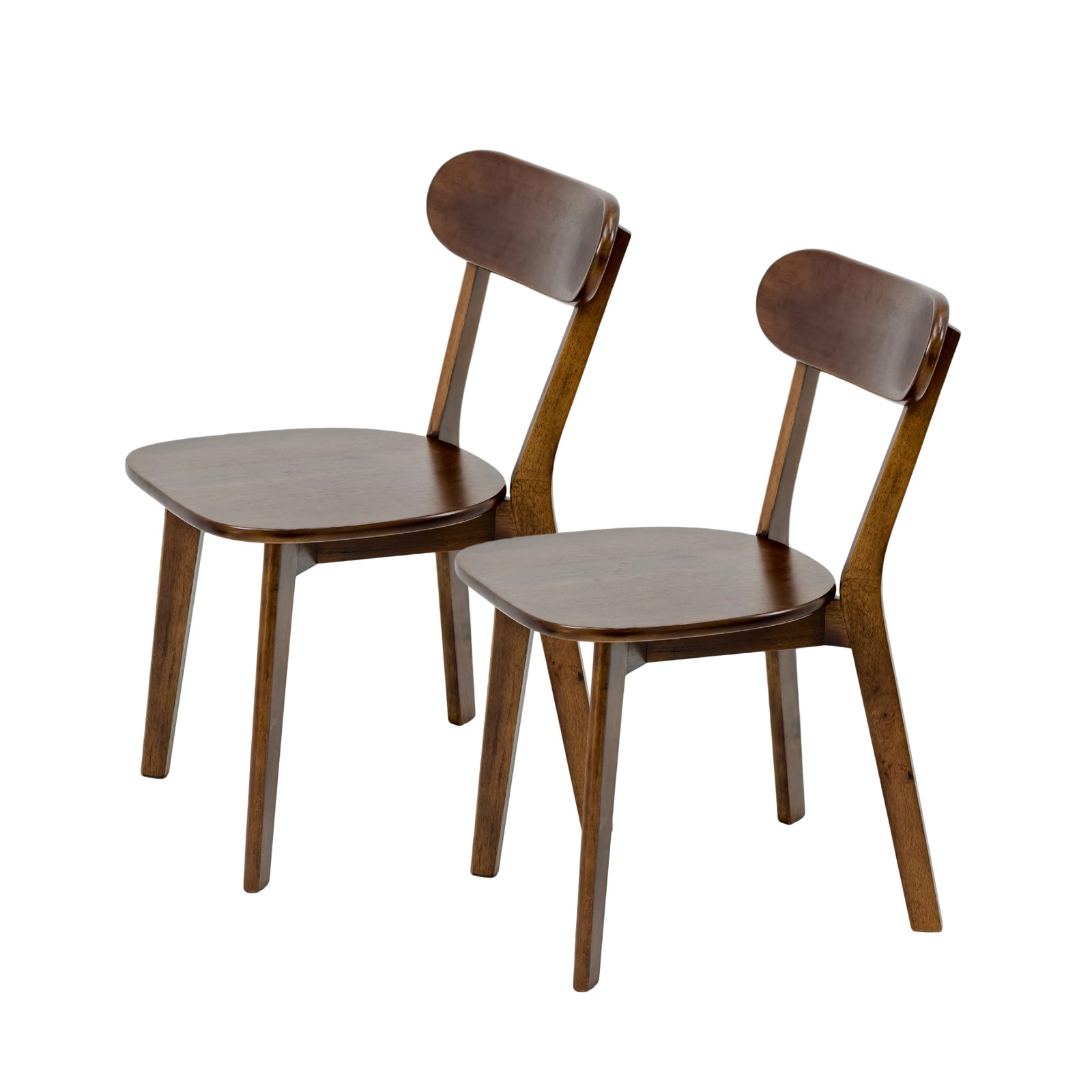 Solid Wood Dining Chairs Set of 2, Curved Back, Walnut