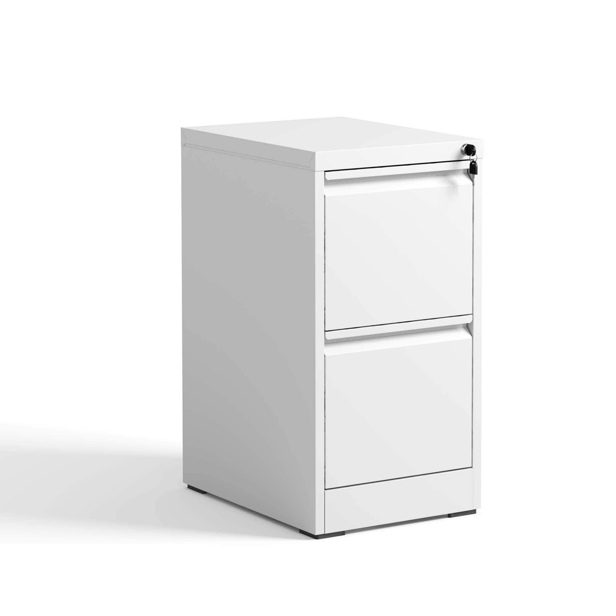 Vertical File Cabinet with Drawers and Lock, 15.2 in, White