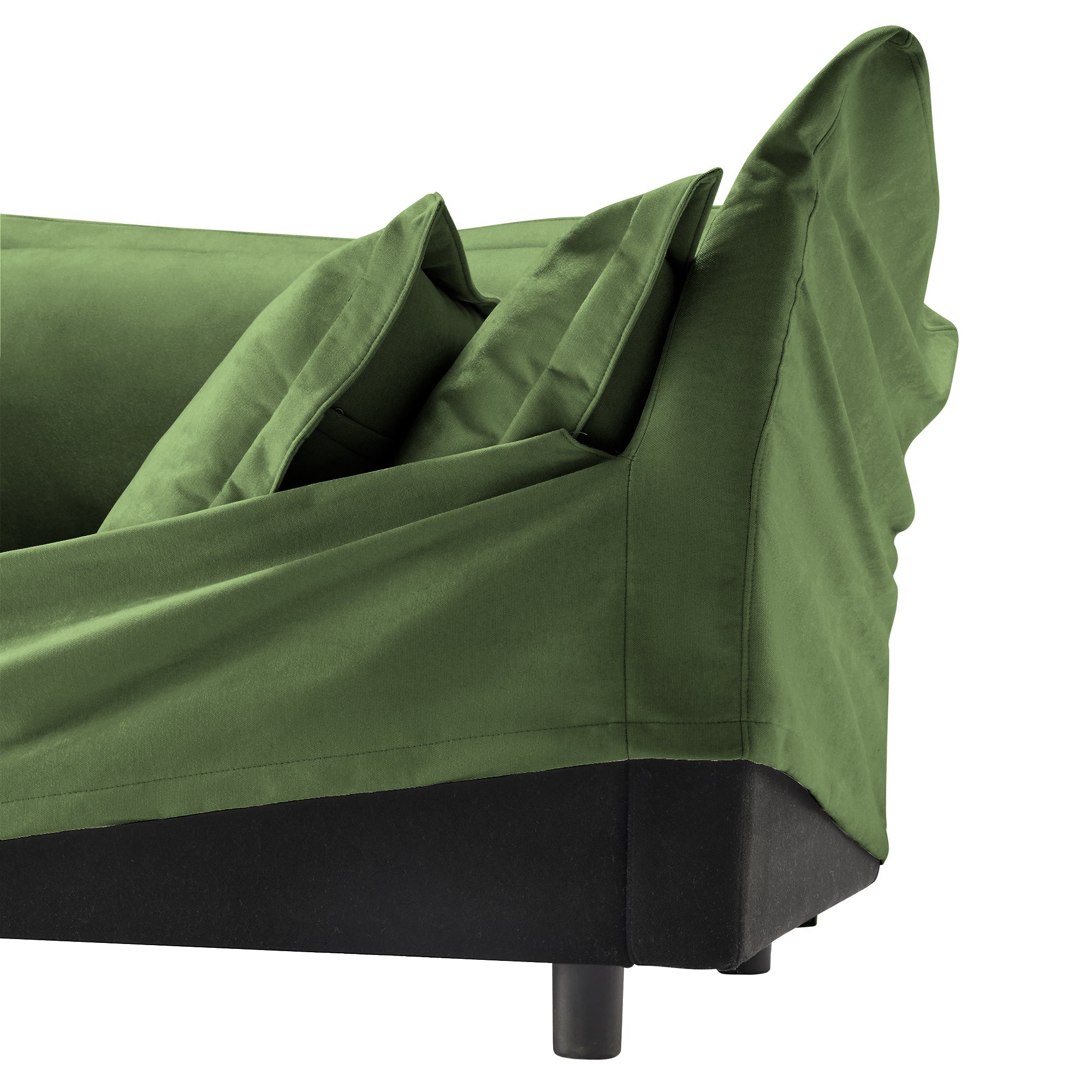 Fluffy 4-Seat Modular Sofa in Chenille Olive #Fabric_Chenille Olive